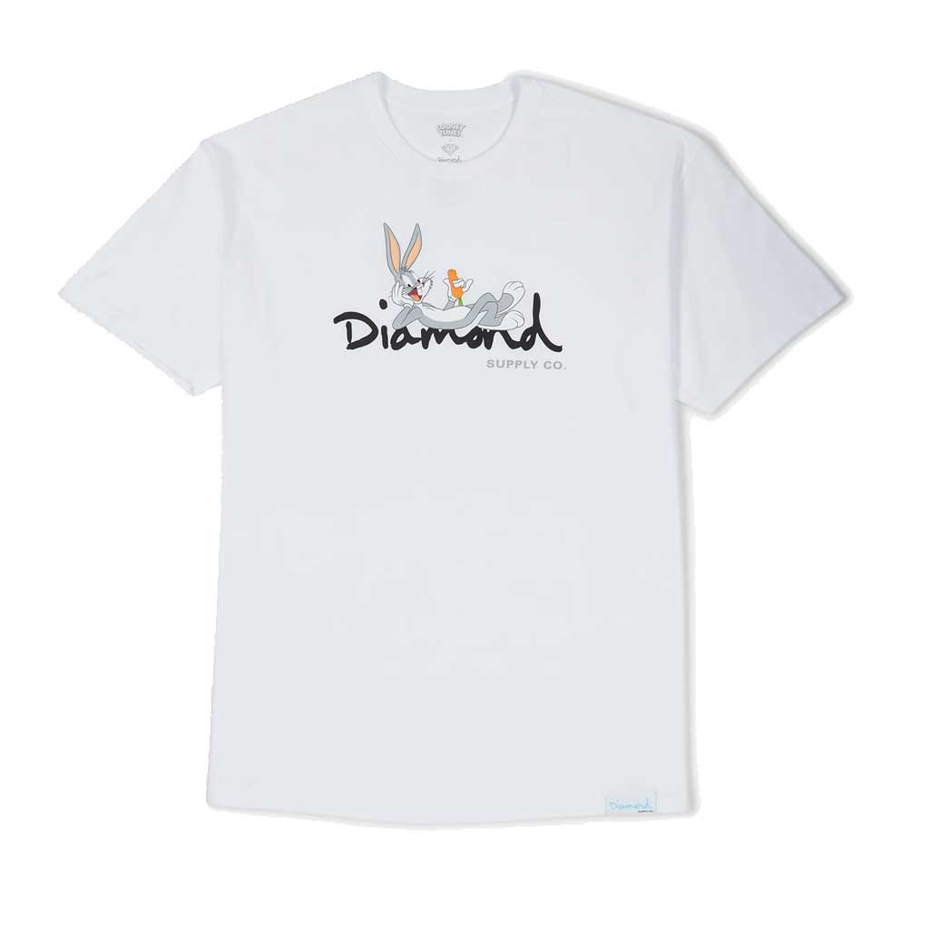 Bugs Bunny Diamond OG T-Shirt - White | Vintage Cartoon Graphic Tee for Casual Wear & Street Style