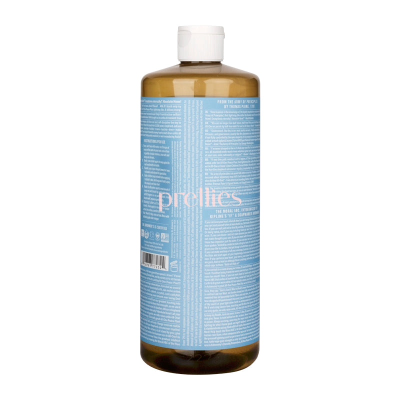 Dr. Bronner's Organic Baby Unscented Pure-Castile Liquid Soap - 18-in-1 Uses, 32oz (946ml) - Gentle for Baby Skin, Perfect for Bath Time, Diaper Changes & Sensitive Skin Care