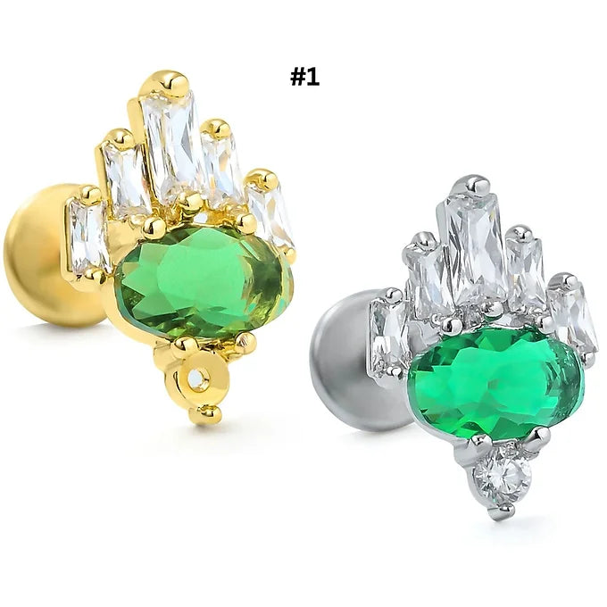 20G Color CZ Flat Back Stud Push Pin Earrings for Women | Hypoallergenic Stainless Steel Ear Studs | Perfect for Daily Wear, Parties & Gifts