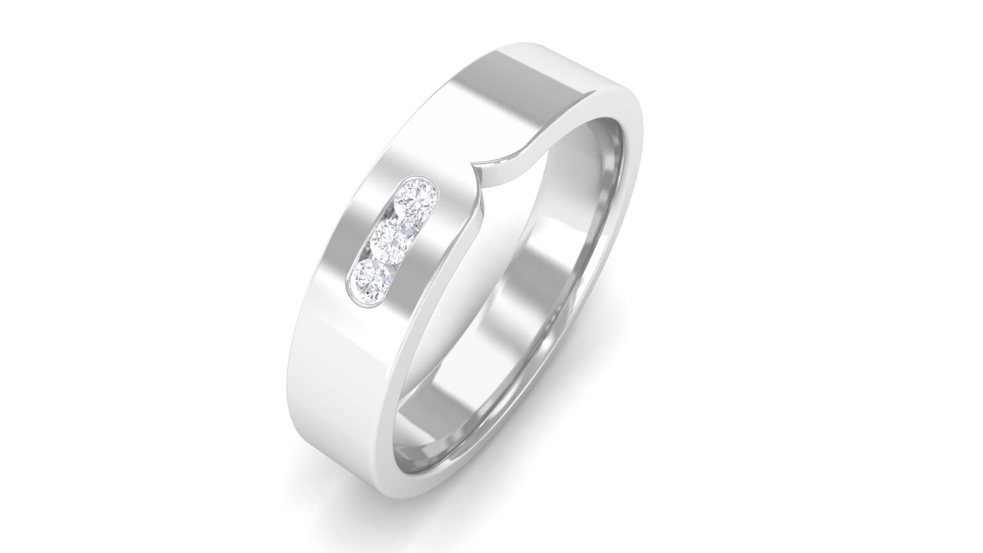 Three Stone Diamond Band Ring for Men - 14K Solid Gold Certified April Birthstone Ring, Simple & Elegant Gold Diamond Wedding Band - Perfect for Anniversaries, Engagements & Special Occasions