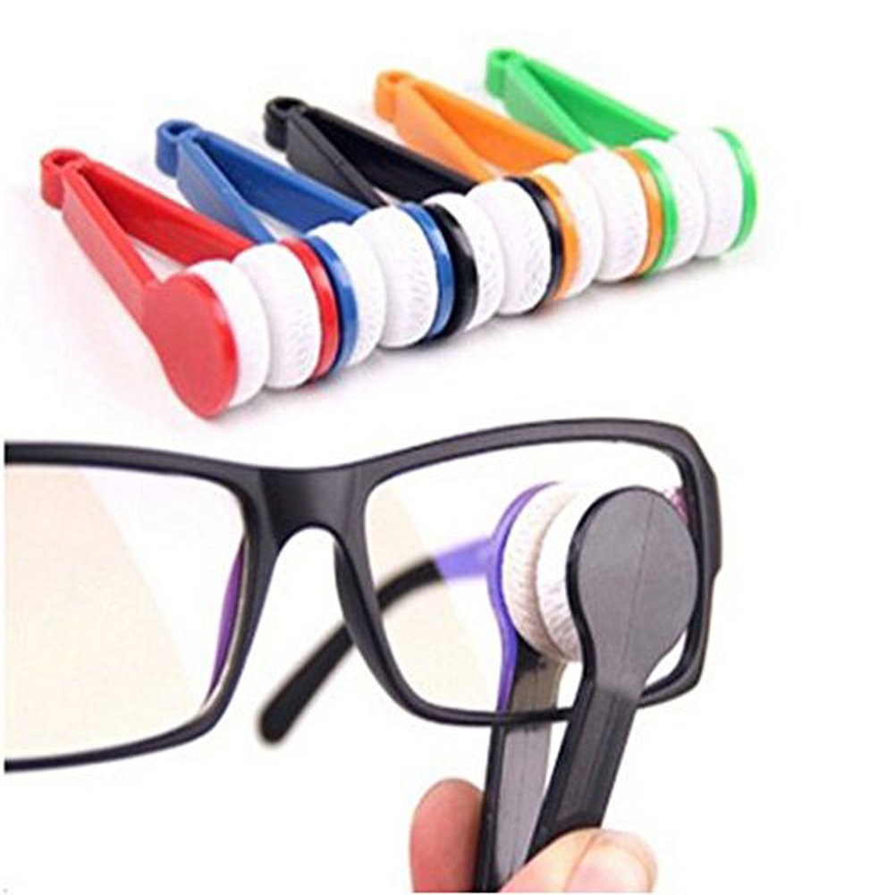 Premium Microfiber Eyeglass Cleaner with Soft Brush - 5 Pack (Random Colors) - Perfect for Sunglasses, Spectacles & Screen Cleaning at Home, Office or Travel