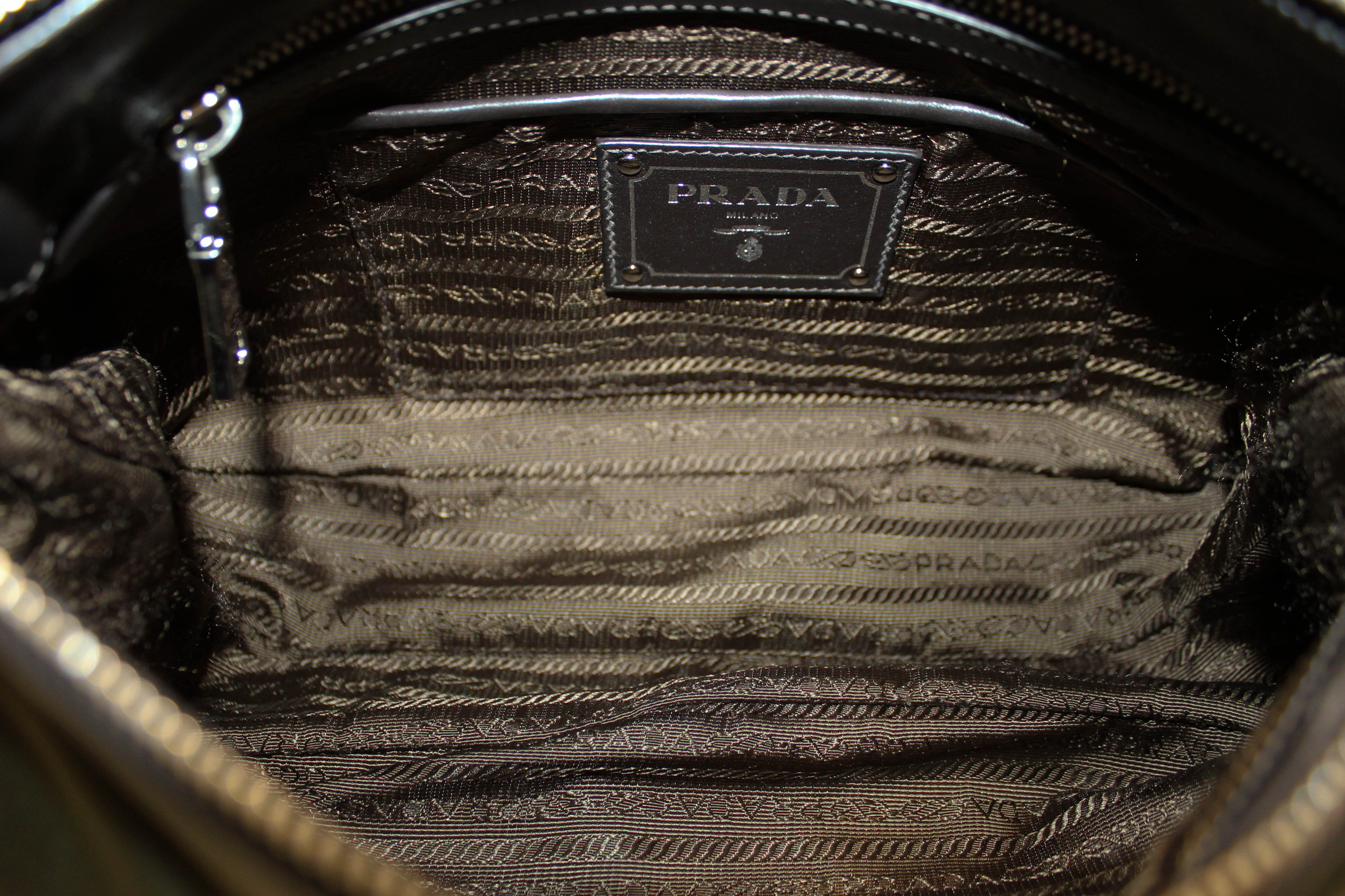 Authentic Prada Green Tessuto Soft Calf Leather and Nylon Shoulder Bag for Women | Luxury Designer Handbag for Work, Travel & Everyday Use