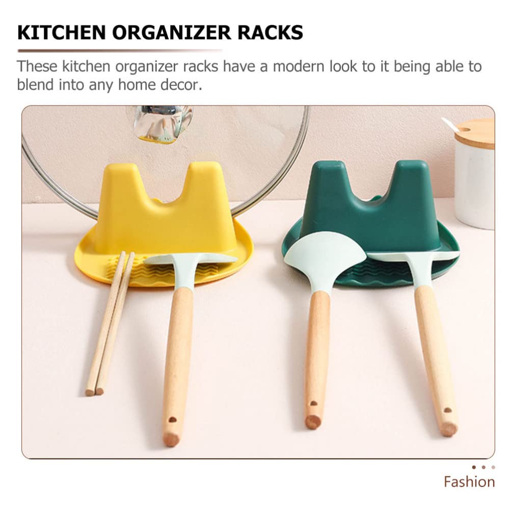 Hemoton 2-Pack Silicone Pot Lid Holder & Kitchen Utensil Organizer - Space-Saving Cookware Storage Rack for Pots, Pans, Ladles & Spoons - Perfect for Cabinet, Drawer or Countertop Organization in Modern Kitchens