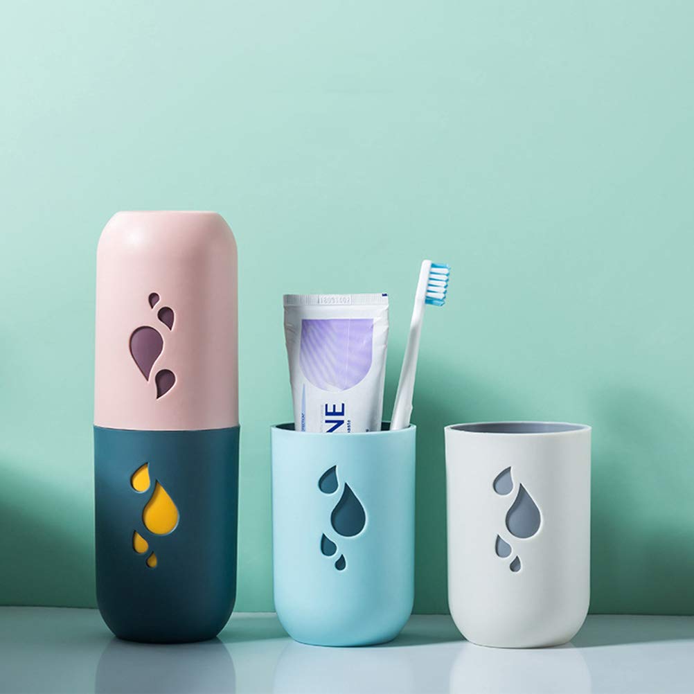 3-Piece Travel Toothbrush Holder Set with Toothpaste Cup - Portable Dental Kit for Camping, Hiking & Travel - BPA-Free Toothbrush & Toothpaste Storage for Couples & Families