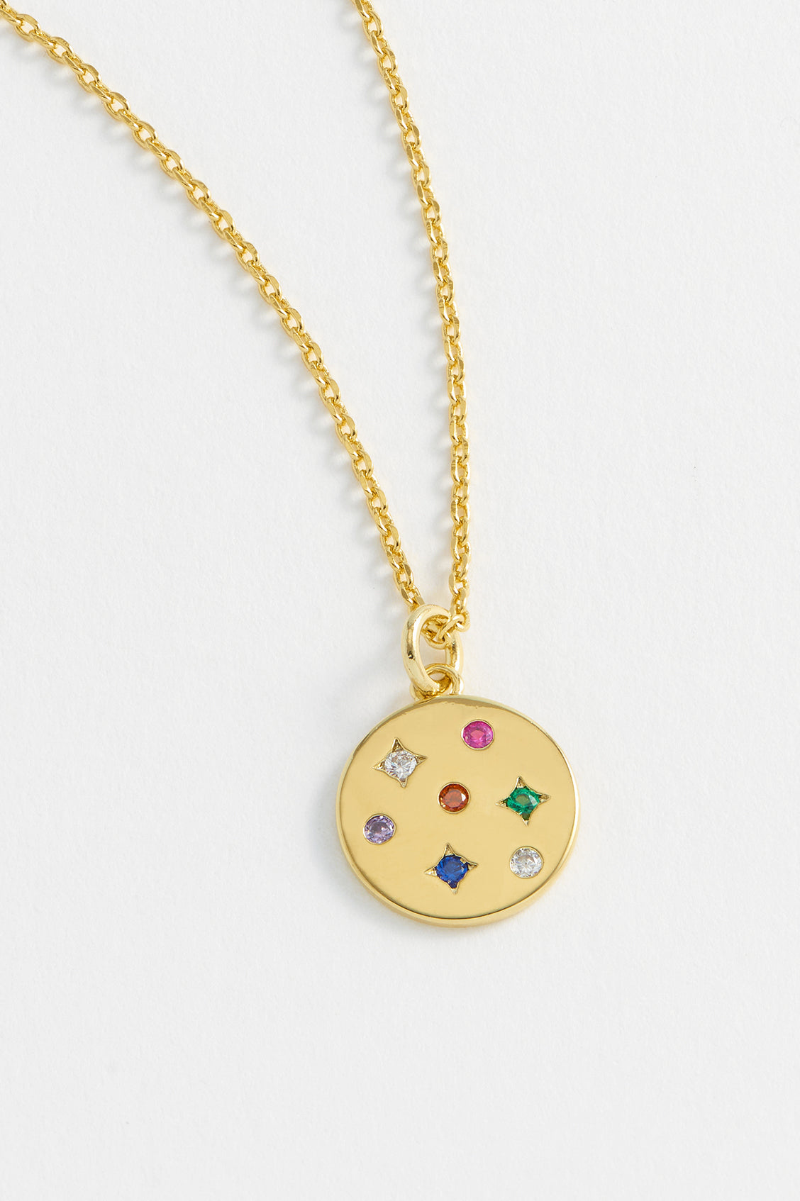 Rainbow CZ Coin Necklace - Elegant Cubic Zirconia Pendant for Women | Perfect for Parties, Weddings & Everyday Wear