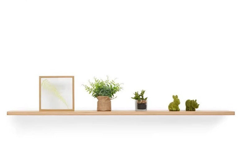 Solid Oak and Black Walnut Wood Wall Shelf - Handcrafted Rustic Floating Shelves for Living Room, Kitchen, Bathroom Decor | Durable Natural Wood Storage Solution for Home Organization