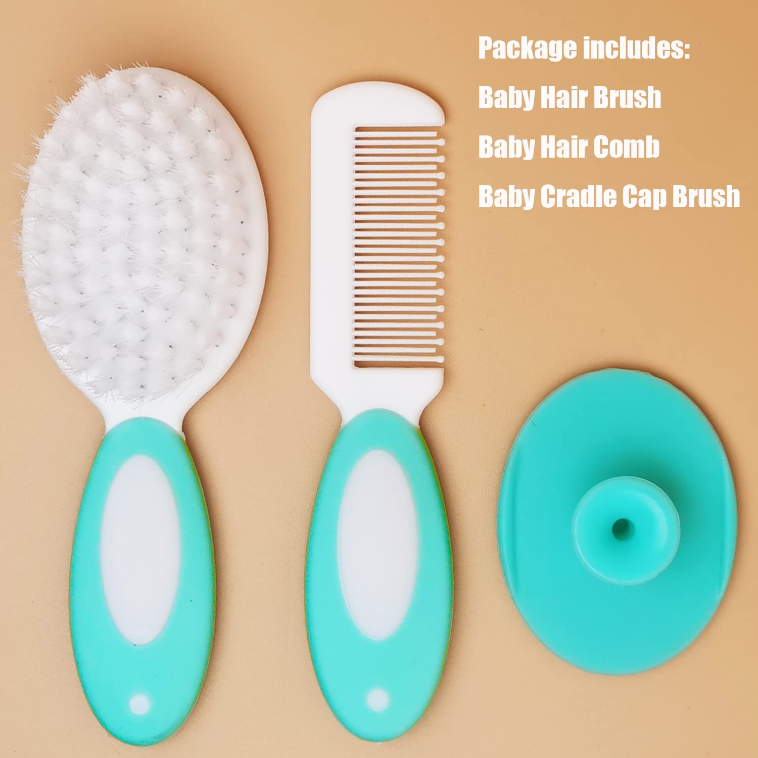 **Soft Bristle Baby Hair Brush & Comb Set for Newborns & Toddlers – Cradle Cap Brush, Gentle Hair Care, Perfect Baby Shower Gift (Green) – Ideal for Daily Grooming & Cradle Cap Treatment**