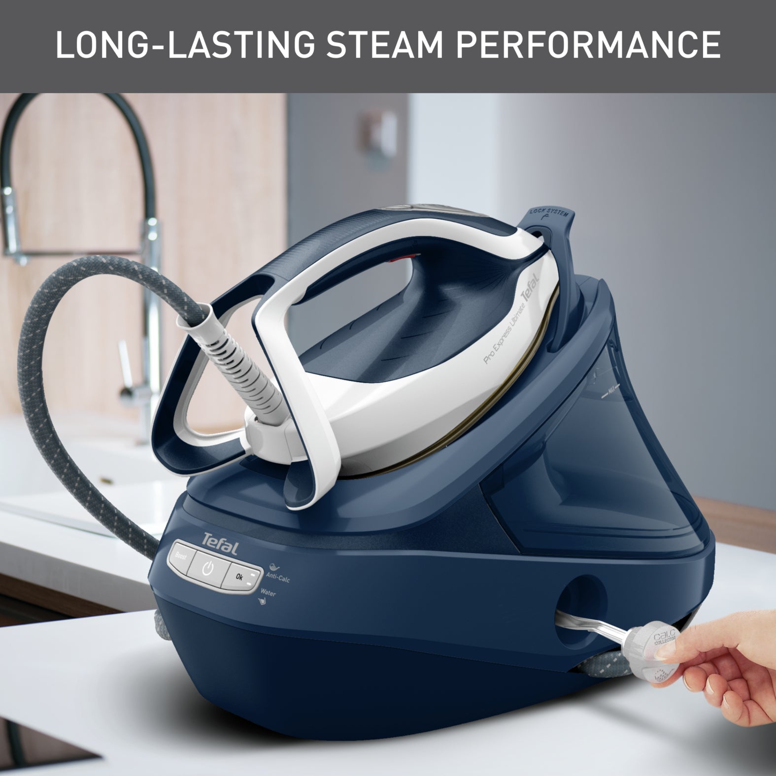 Tefal Pro Express Ultimate II GV9720 Steam Generator Iron - Powerful 3000W, 8-Bar Pressure, Continuous Steam for Professional Ironing | Perfect for Home & Commercial Use