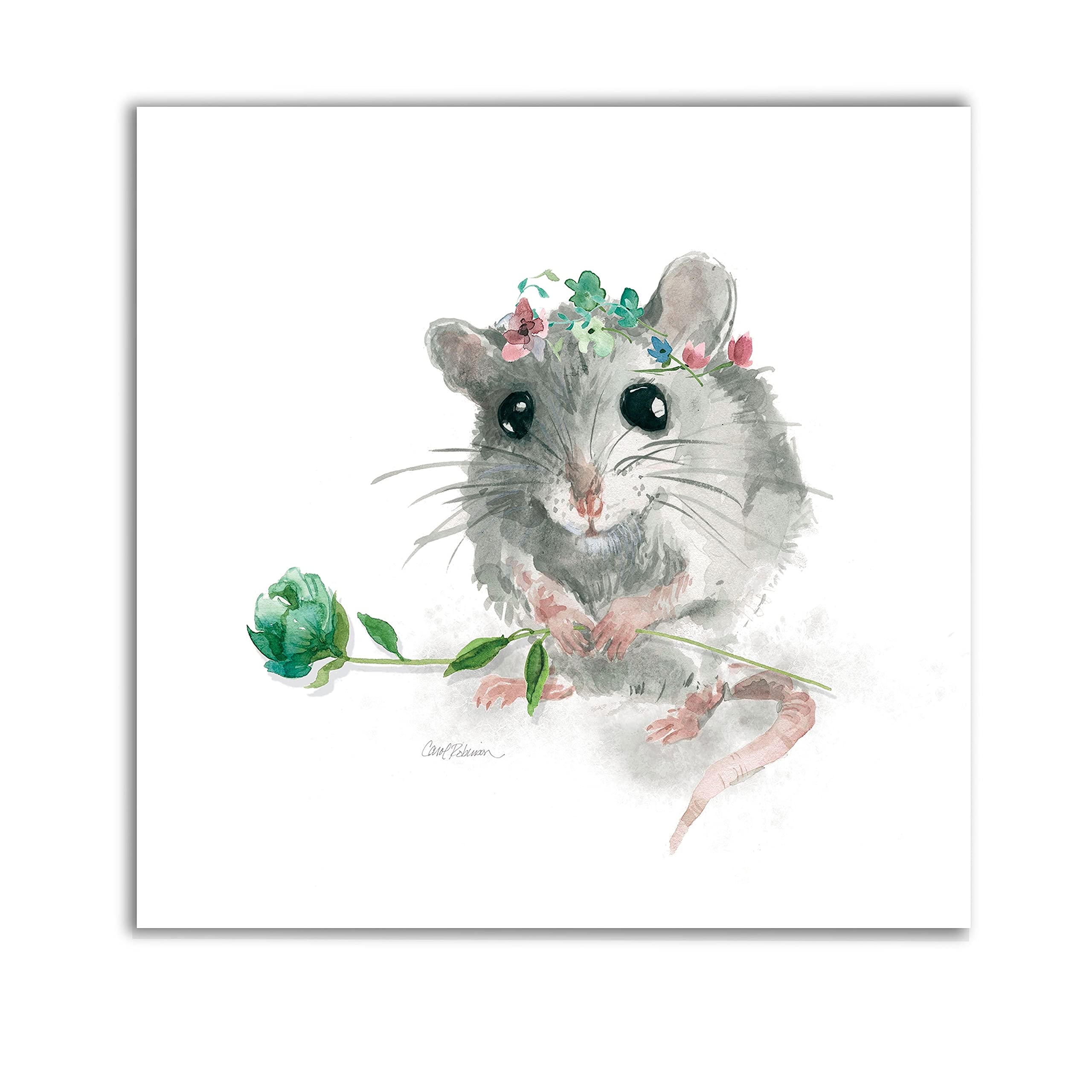 Wexford Home Garden Critter Mouse Gallery Wrapped Canvas Wall Art - Hand-Painted Animal Decor for Living Room, Bedroom & Nursery - Perfect for Home, Office & Gift Giving