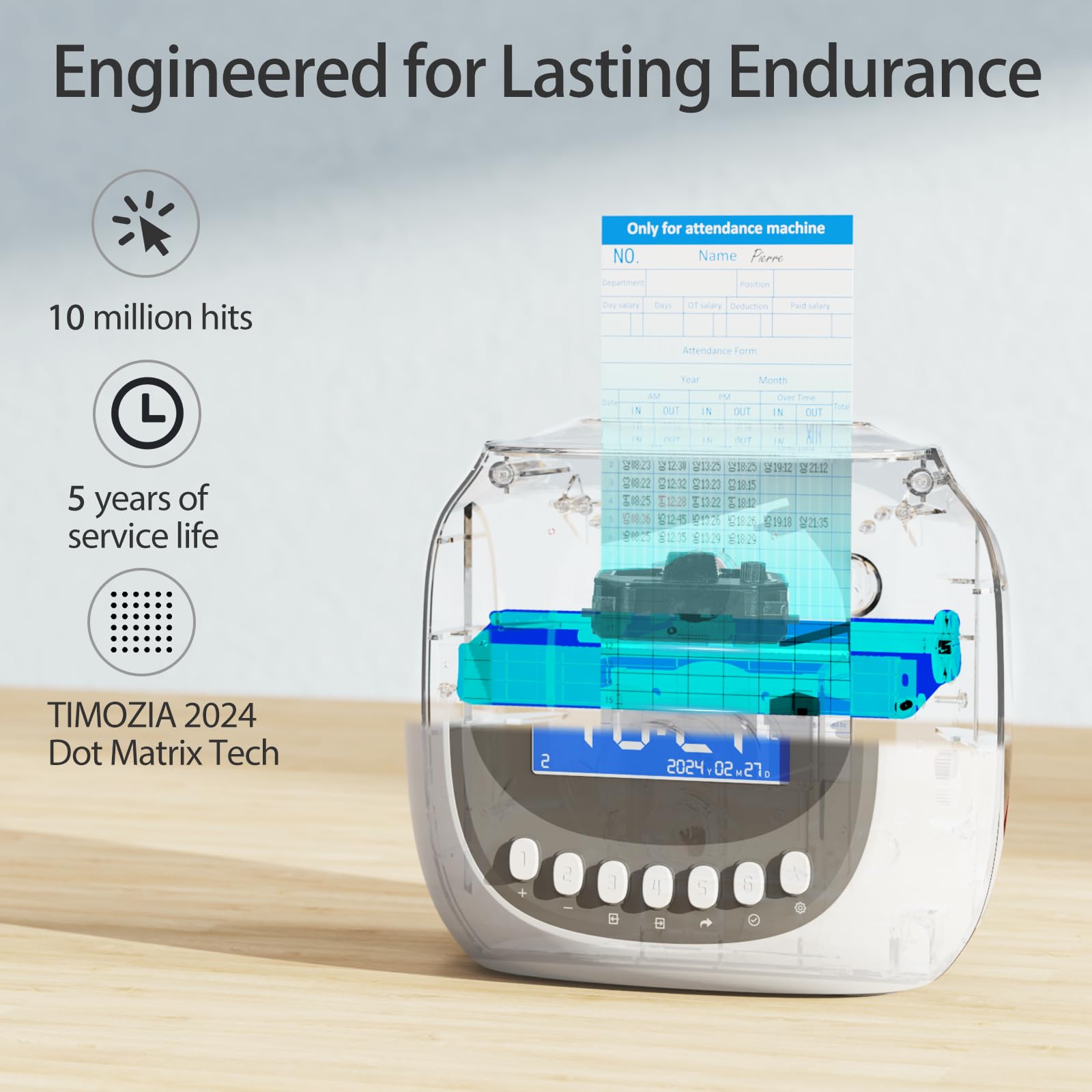 Employee Time Clock for Small Business - Auto-Align Punch Card Machine with 100 Time Cards, 2 Ink Ribbons & 4 Racks (Military/24-Hour Format) - Perfect for Shift Tracking, Payroll Management & Office Time Attendance Systems