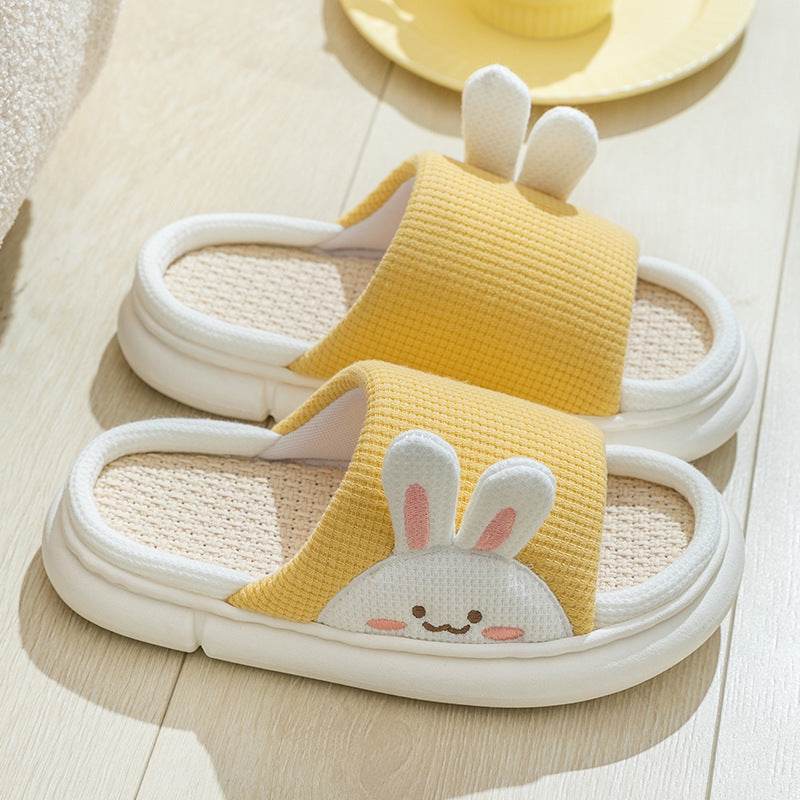 Soft & Cozy Bunny Linen Slippers for Women - Breathable Home Shoes with Non-Slip Sole - Perfect for Indoor Relaxation, Lounge Wear & Spa Days