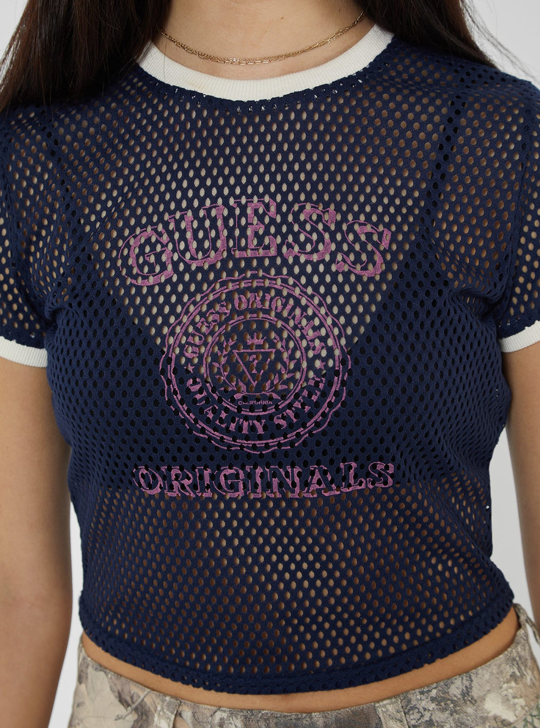 Guess Originals Navy Jersey Top for Women - Stylish & Comfortable Casual Wear for Everyday Outfits & Layering