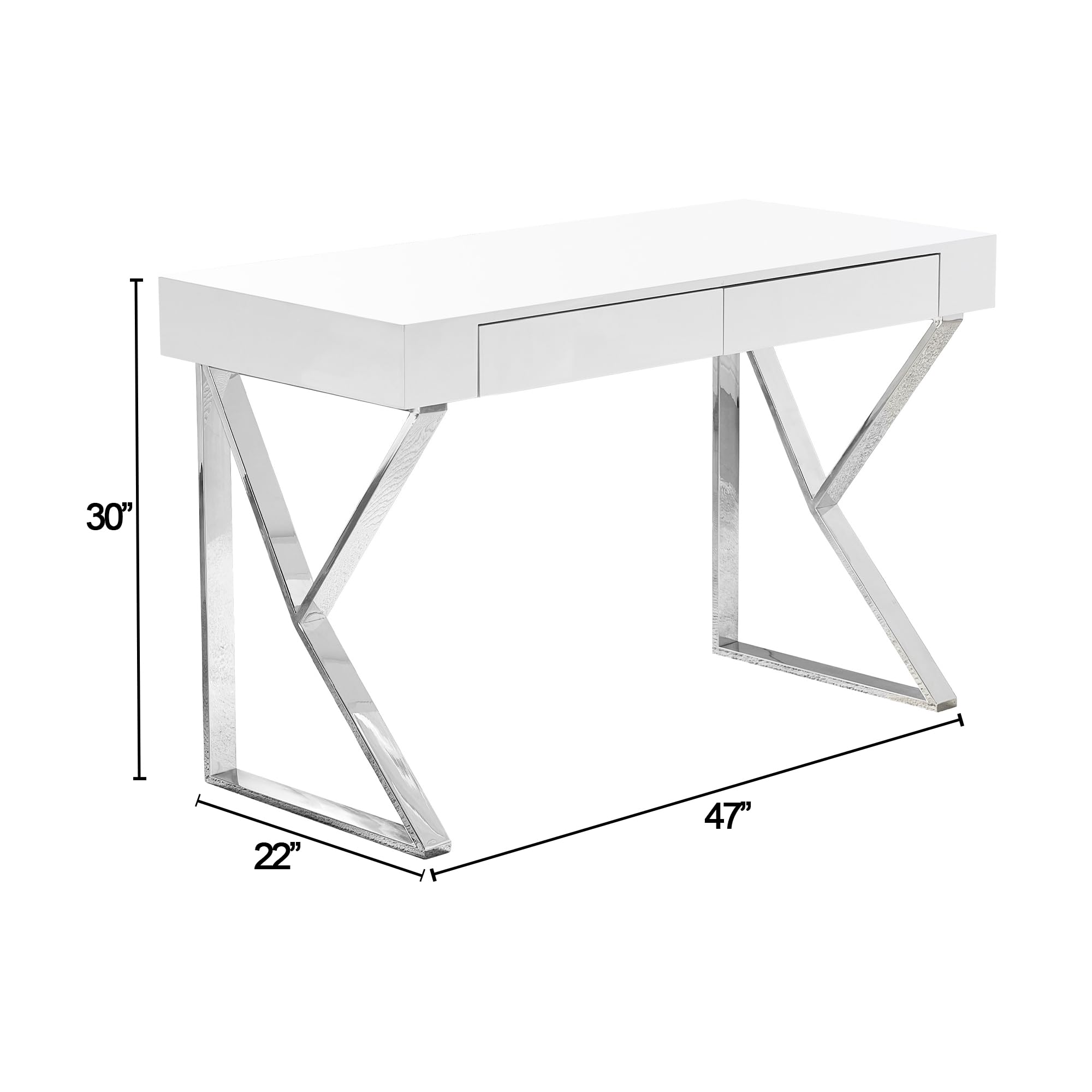 Best Modern Computer Desk BA233 - Silver Finish Home Office Desk for Work & Study | Ergonomic Design for Comfort & Productivity