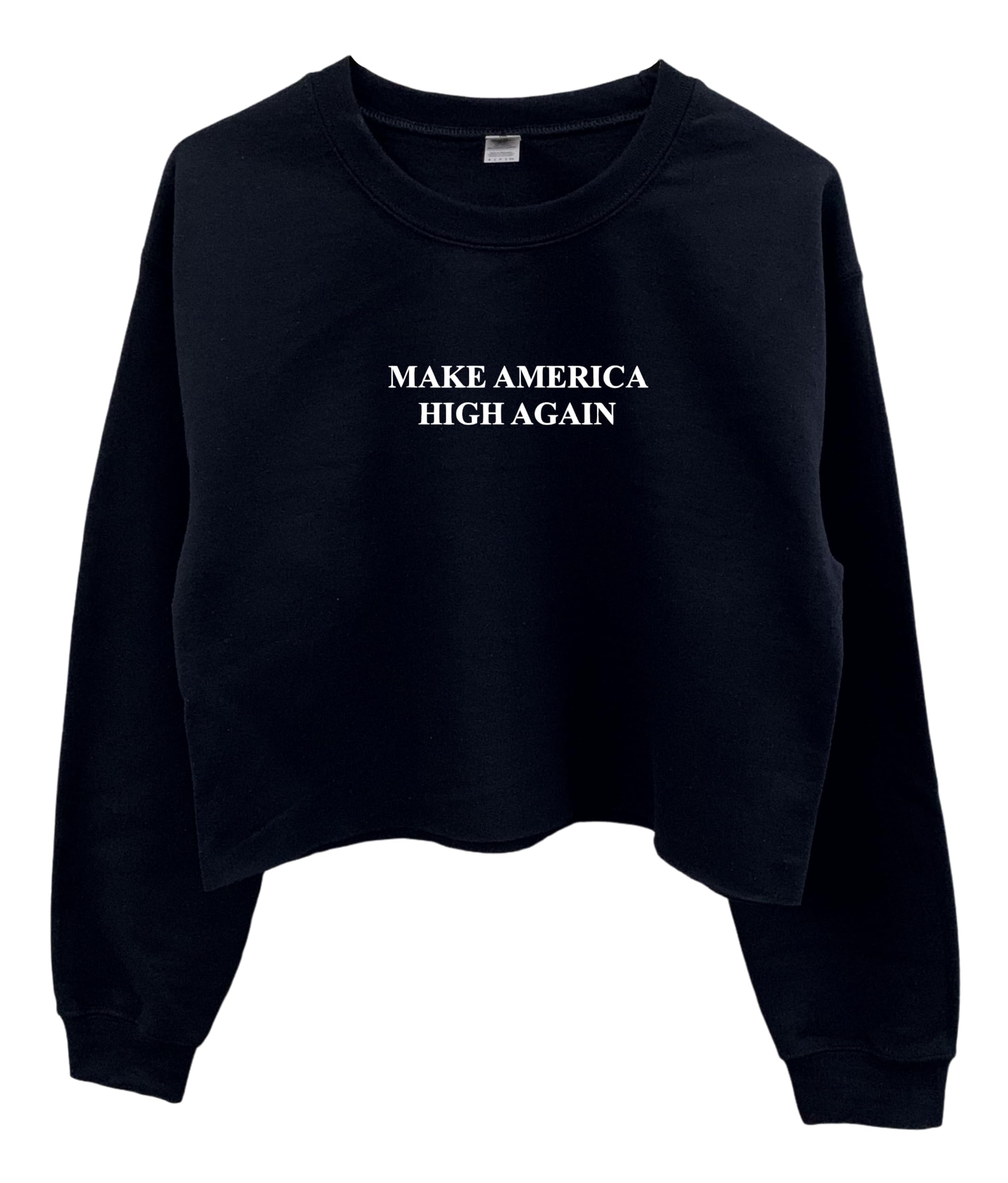 Make America High Again Graphic Cropped Unisex Crewneck Sweatshirt | Patriotic Streetwear for Men & Women | Perfect for 4th of July, Political Rallies & Casual Outfits