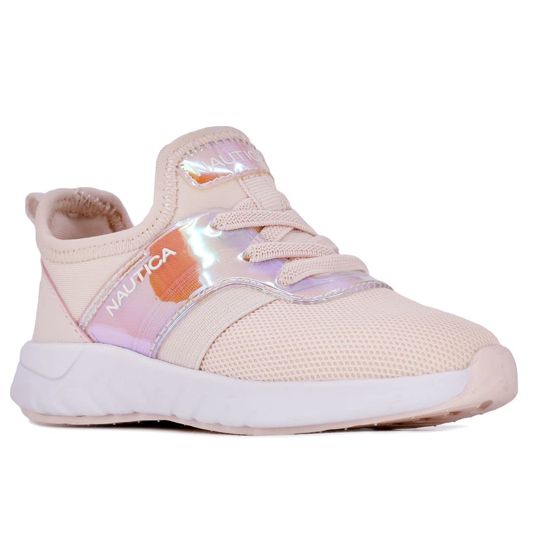 Nautica Kids Girls Metallic Fashion Sneakers - Lightweight Running Shoes for Toddler, Little & Big Kids - Breathable Lace-Up Athletic Shoes for School, Play & Daily Wear