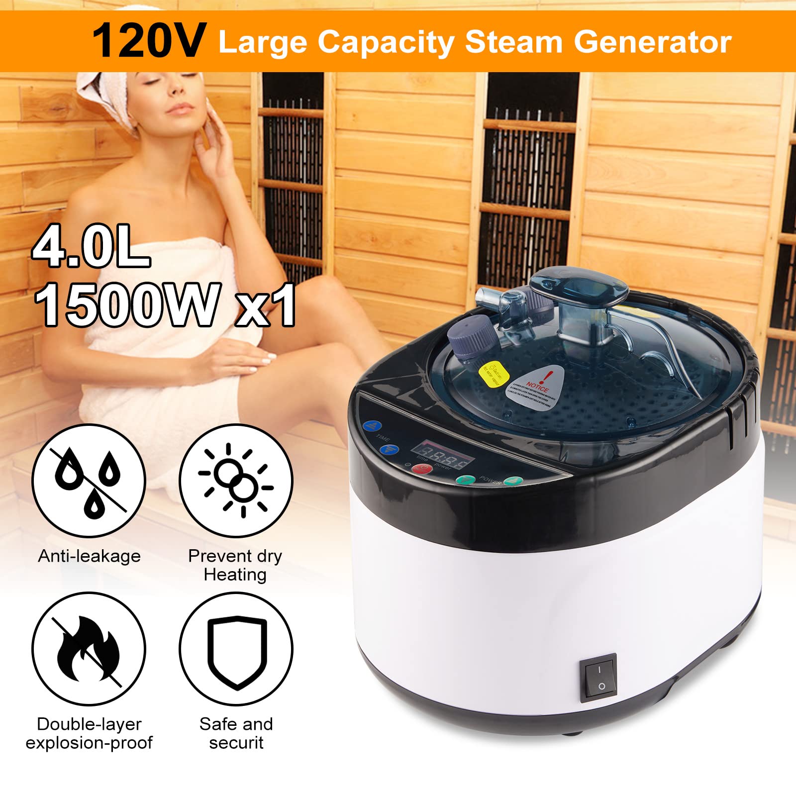 4L Large Capacity Portable Home Sauna Steamer with Timer & Remote Control - Stainless Steel Steam Generator for Spa Relaxation, Muscle Recovery & Detox - Perfect for Home Wellness, Yoga Recovery & Stress Relief