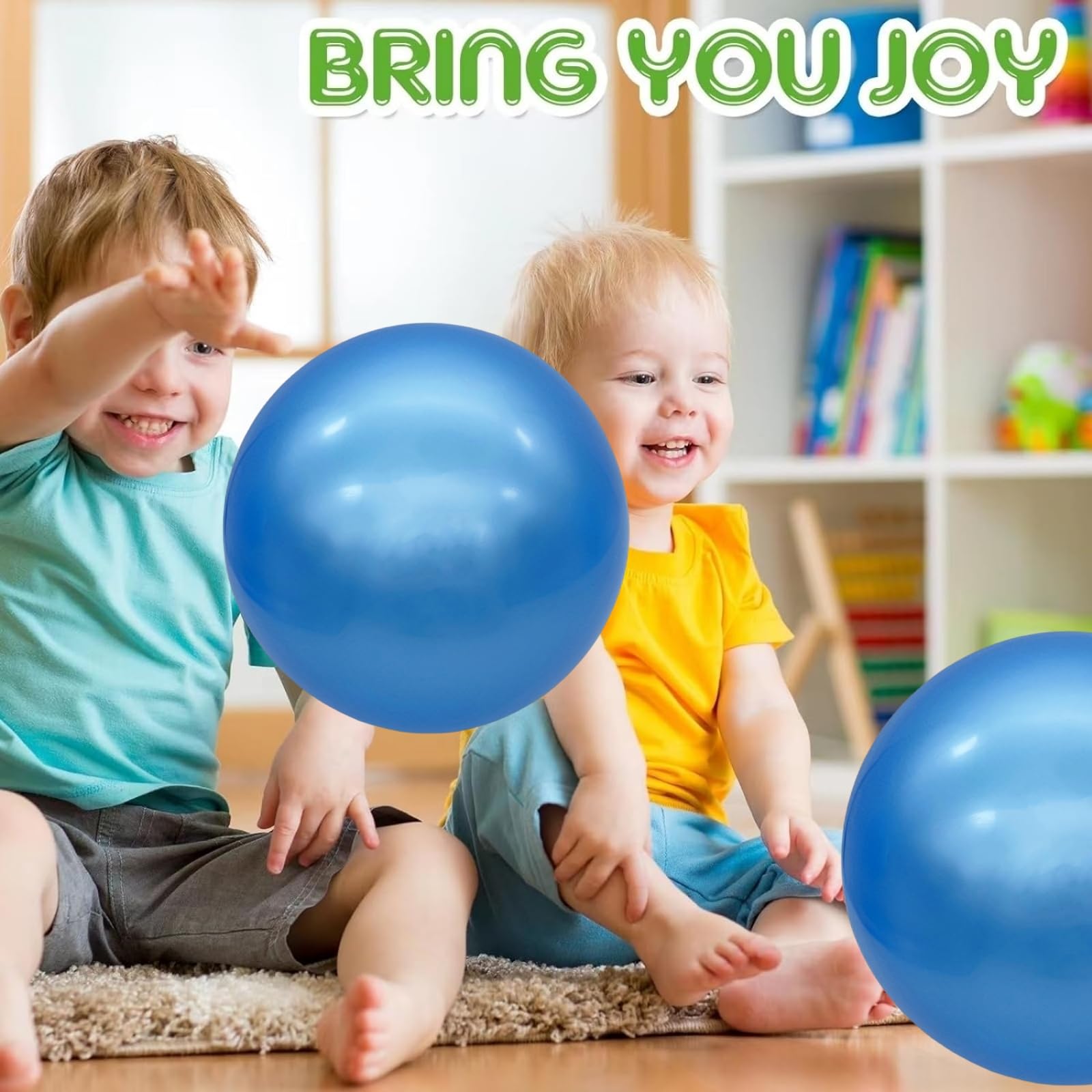 2 Pack 9 Inch Inflatable Bouncy Balls with Hand Pump - Fun Indoor Outdoor Play Balls for Kids, Birthday Party Favors, Backyard Games & Summer Activities