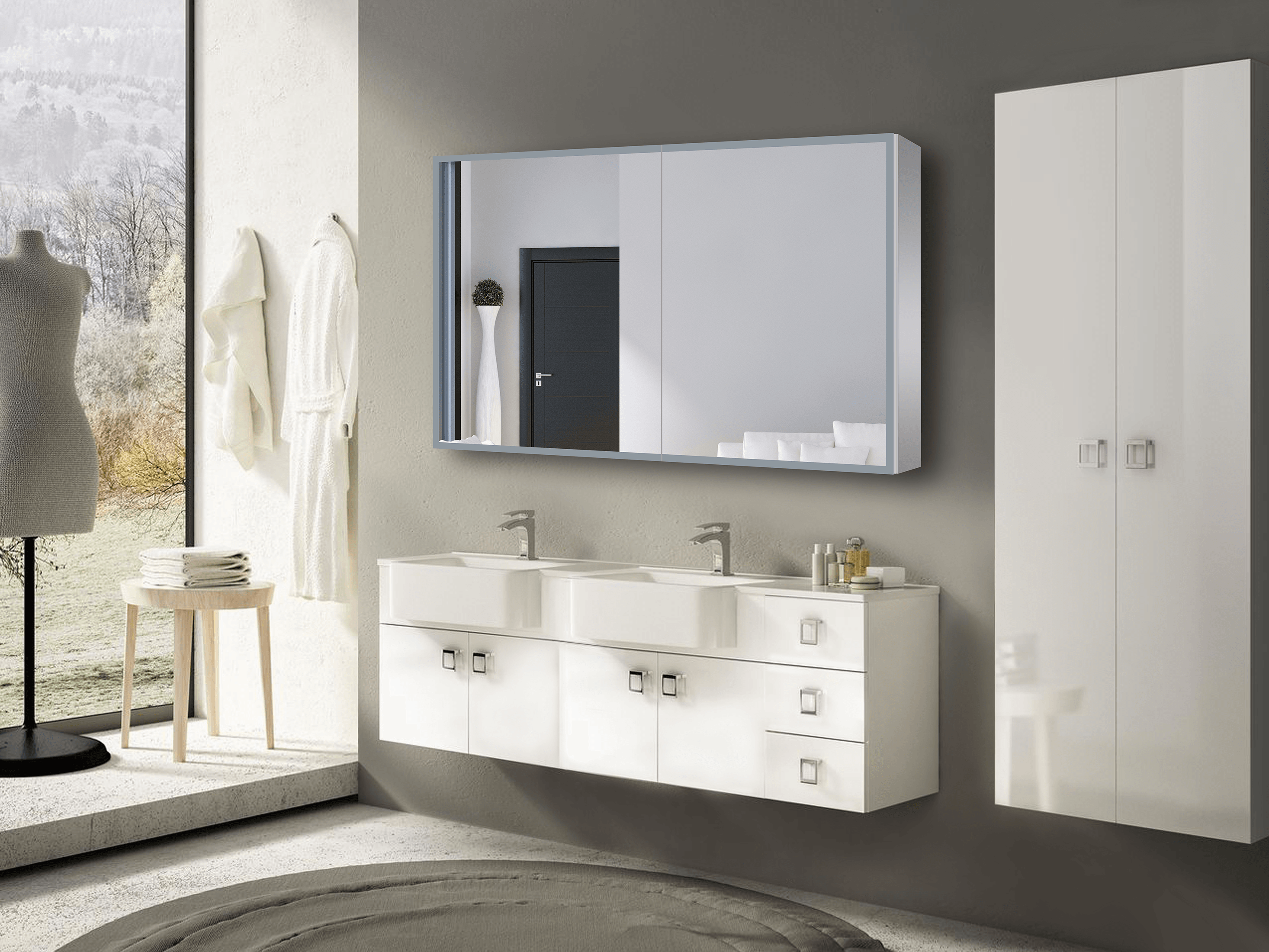 Dhalia LED Bathroom Medicine Cabinet with Defogger & 3X Magnifying Mirror - 5 Size Options for Vanity, Makeup, and Bathroom Storage