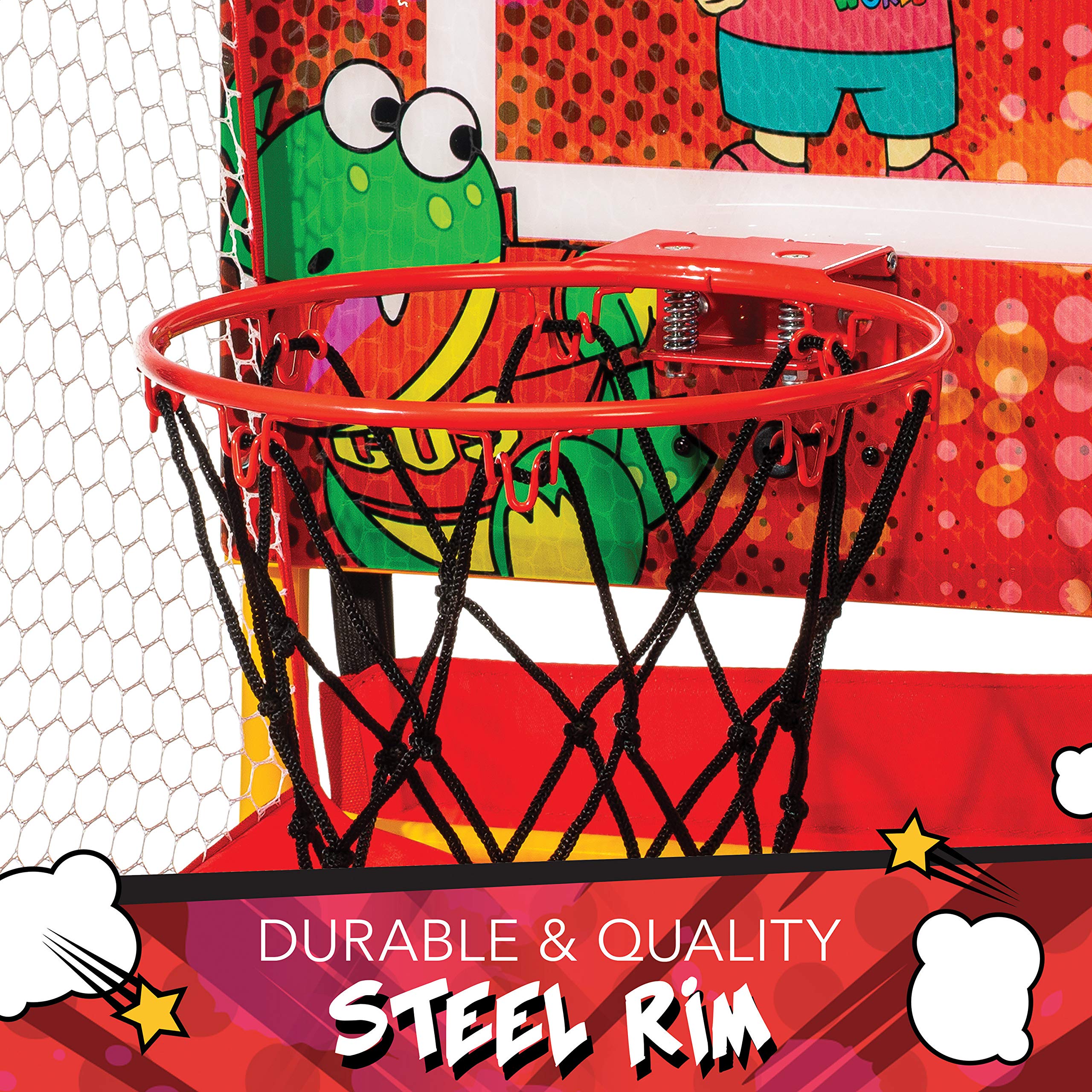 Franklin Sports Ryan's World Arcade Basketball Game - 2 Player Indoor Basketball Hoop Set with Electronic Scoreboard & 4 Mini Balls - Fun Kids Sports Toy for Home, Birthday Party & Family Game Night