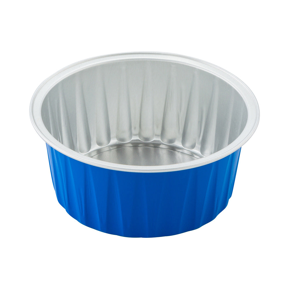 4 oz Round Blue Aluminum Baking Cups with Lids - 3.25