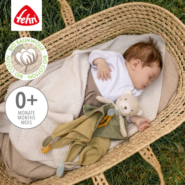 FehnNATUR Sensory Bear Comforter - Soft Plush Stuffed Animal Toy for Babies & Toddlers | Calming Cuddle Buddy for Sleep, Anxiety Relief & Sensory Development | Perfect Nursery Gift for Newborns & Kids