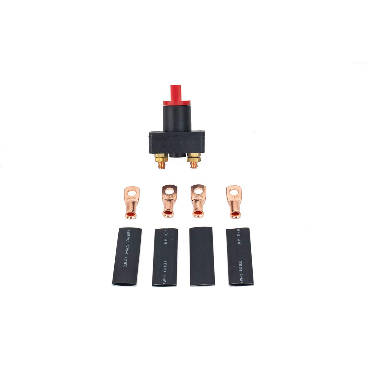 300A Battery Disconnect Switch with Heat Shrink Tubing & Copper Terminals - Complete Kit for Car, Boat, Truck, ATV, RV - Perfect for Emergency Power Cutoff & Vehicle Maintenance