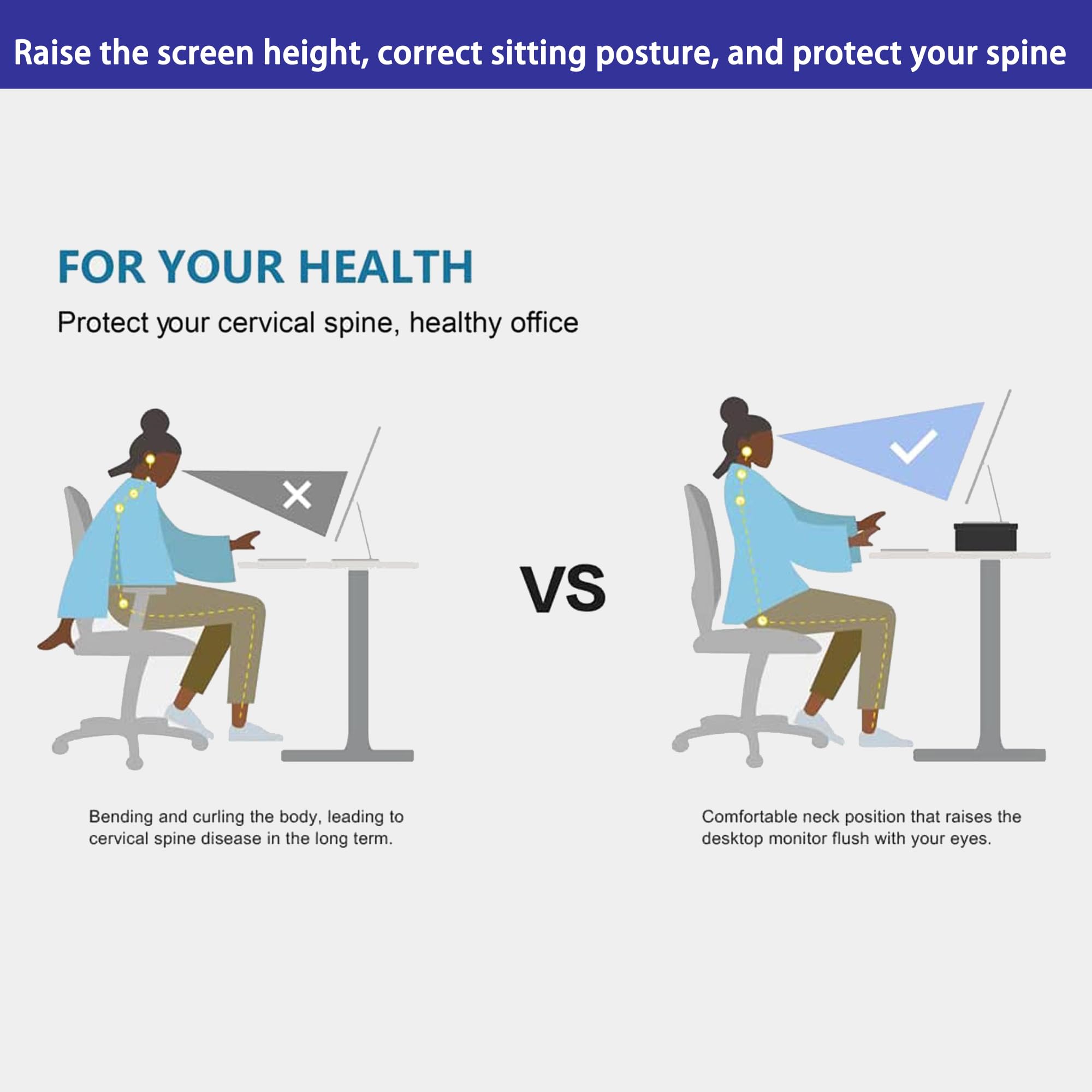 Catekro 2-Tier Wood Monitor Stand Riser with Storage Organizer - Desktop Organizer for Computer, Laptop, Printer (Black) - Perfect for Home Office, Gaming Setup & Workspace Organization