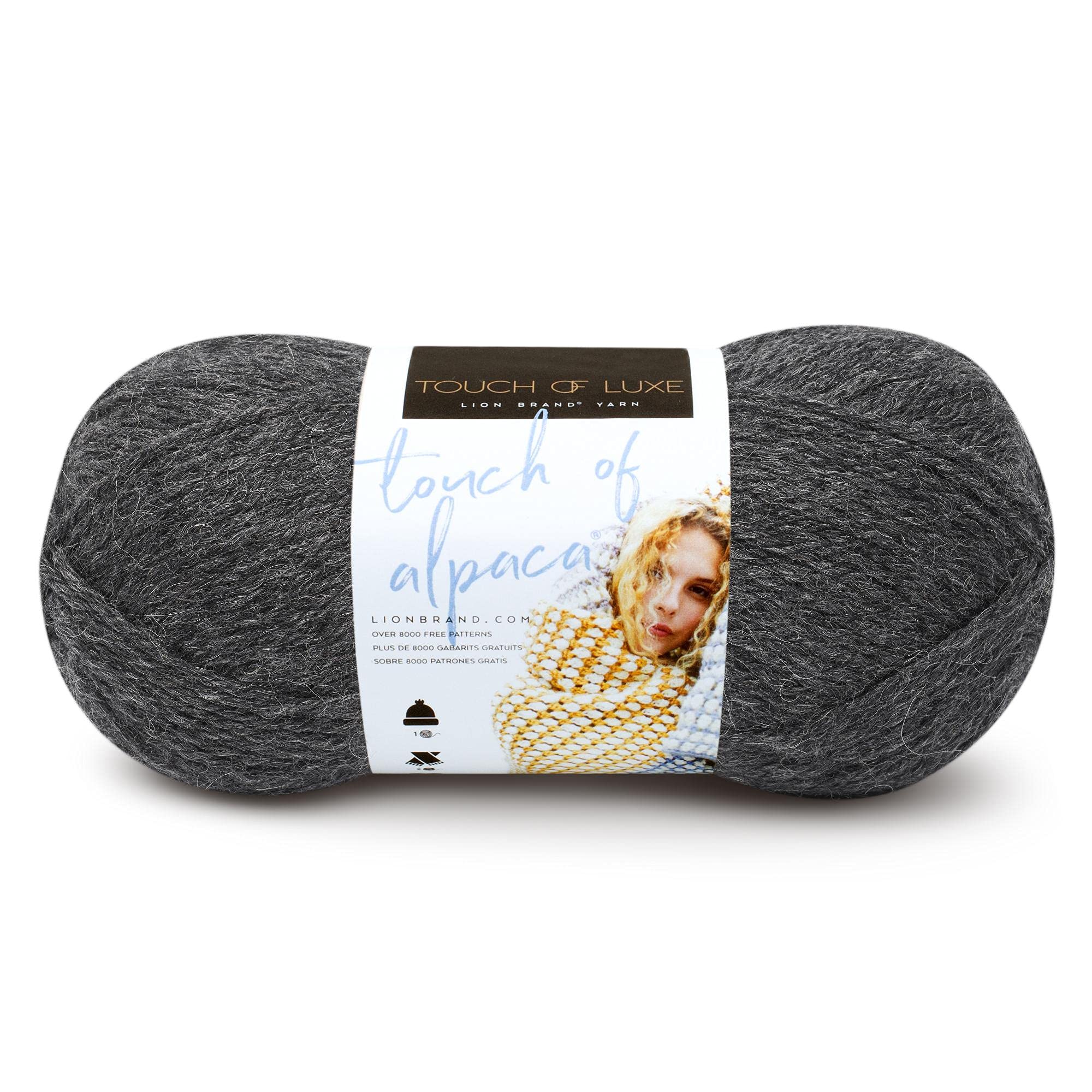 Lion Brand Yarn Touch of Alpaca Yarn - 1 Skein Charcoal for Knitting, Crochet & DIY Crafts - Soft Alpaca Blend Yarn for Scarves, Hats & Baby Blankets