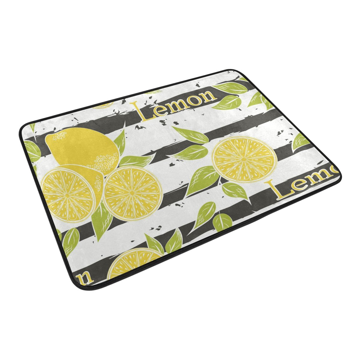 Leaf Lemon Fruit Pattern Doormat - Non-Slip Entrance Mat, Soft Floor Rug for Bathroom, Kitchen, Living Room - 2' x 1.5' - Perfect for Home Decor & High Traffic Areas