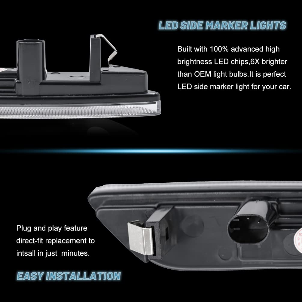 2014-2016 Porsche Panambera Amber LED Side Marker Lights - Clear Lens Turn Signal Lamps Kit (Left/Right) - Durable Replacement for Enhanced Visibility & Safety - Perfect for Night Driving & Custom Car Modifications
