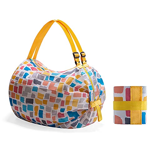 Large Capacity Foldable Shopping Bag - Reusable One-Shoulder Tote for Groceries, Travel & Beach | Eco-Friendly Portable Shopping Tote for Women & Men | Perfect for Supermarket, Picnic & Daily Use