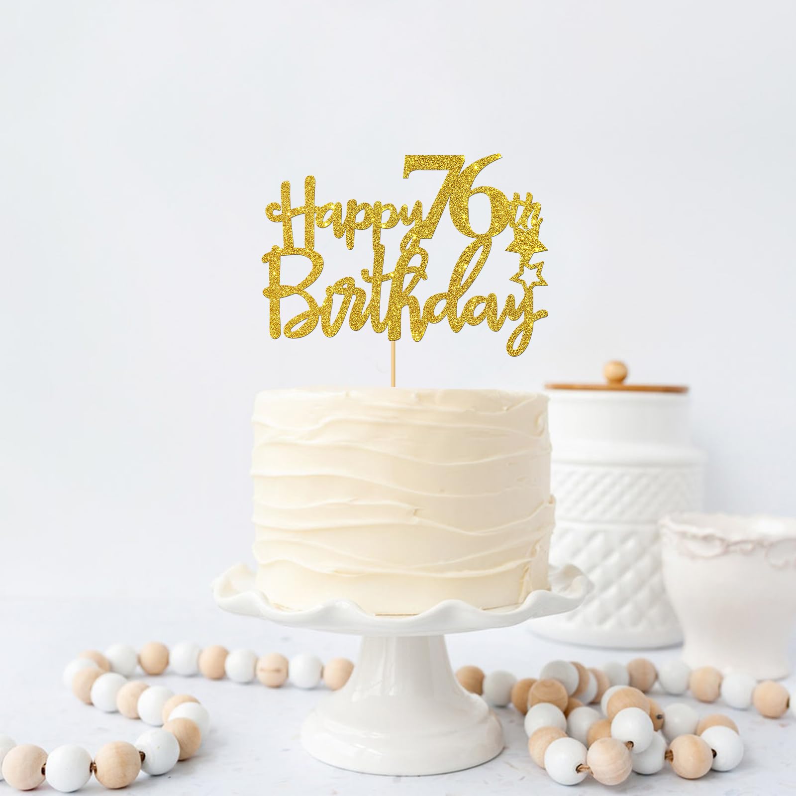 76th Birthday Cake Topper - Gold Glitter 76 Sign for Birthday Party Decorations - Cheers to 76 Years Party Supplies - Perfect for Milestone Celebrations & Retirement Parties
