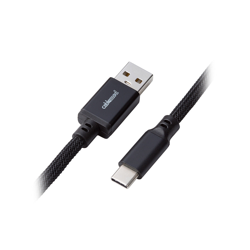 Premium Coiled Keyboard Cable by CableMod - Midnight Black | USB Type-C to USB-A | Durable & Tangle-Free | Perfect for Gaming, Office & Mechanical Keyboards