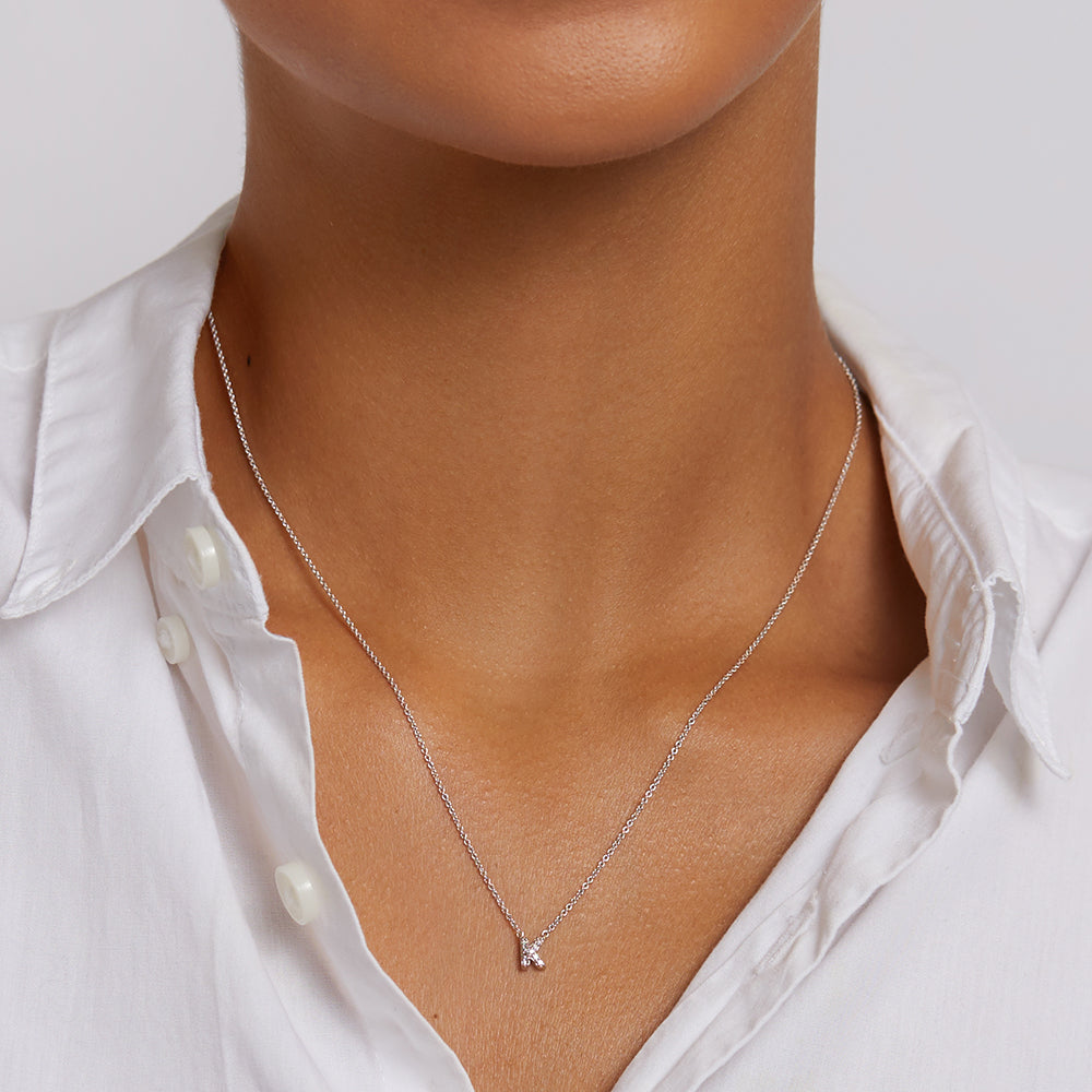 Diamond Letter K Necklace in Sterling Silver - Elegant Personalized Jewelry for Women, Perfect for Gifts, Birthdays & Everyday Wear