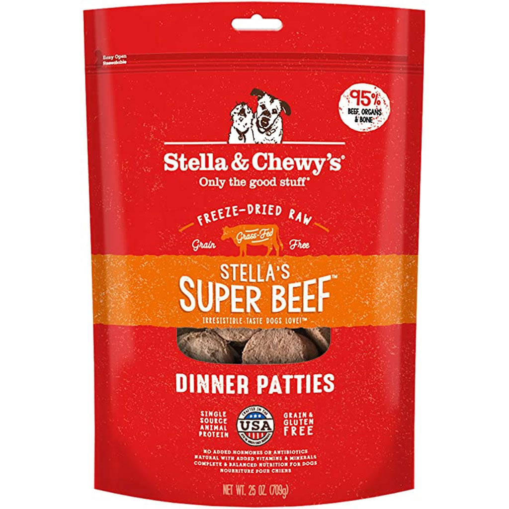 Stella & Chewy's Freeze-Dried Super Beef Dinner for Dogs - High-Protein Raw Dog Food for Puppies & Adult Dogs - Perfect for Training Treats, Meal Toppers & Raw Diet Supplement