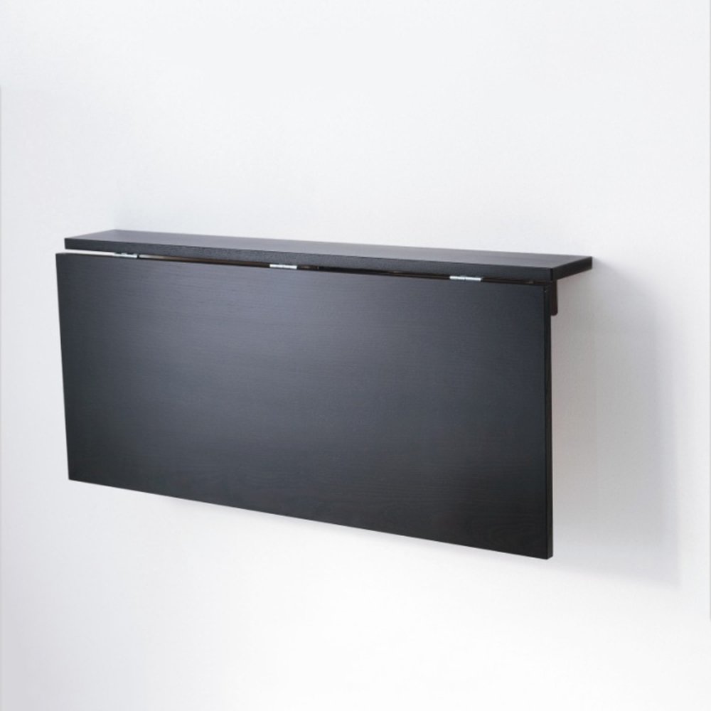 Space-Saving Black Wall-Mounted Drop-Leaf Table ZR-Wall Folding L90W50CM - Perfect for Small Apartments, Kitchens & Home Offices