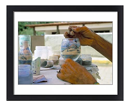 20x16 Framed Photo of Preparing Sand Bottles in Pipa, Natal - Rio Grande do Norte State Brazil | Beach Vacation Decor, Coastal Home Wall Art, Tropical Gift Idea