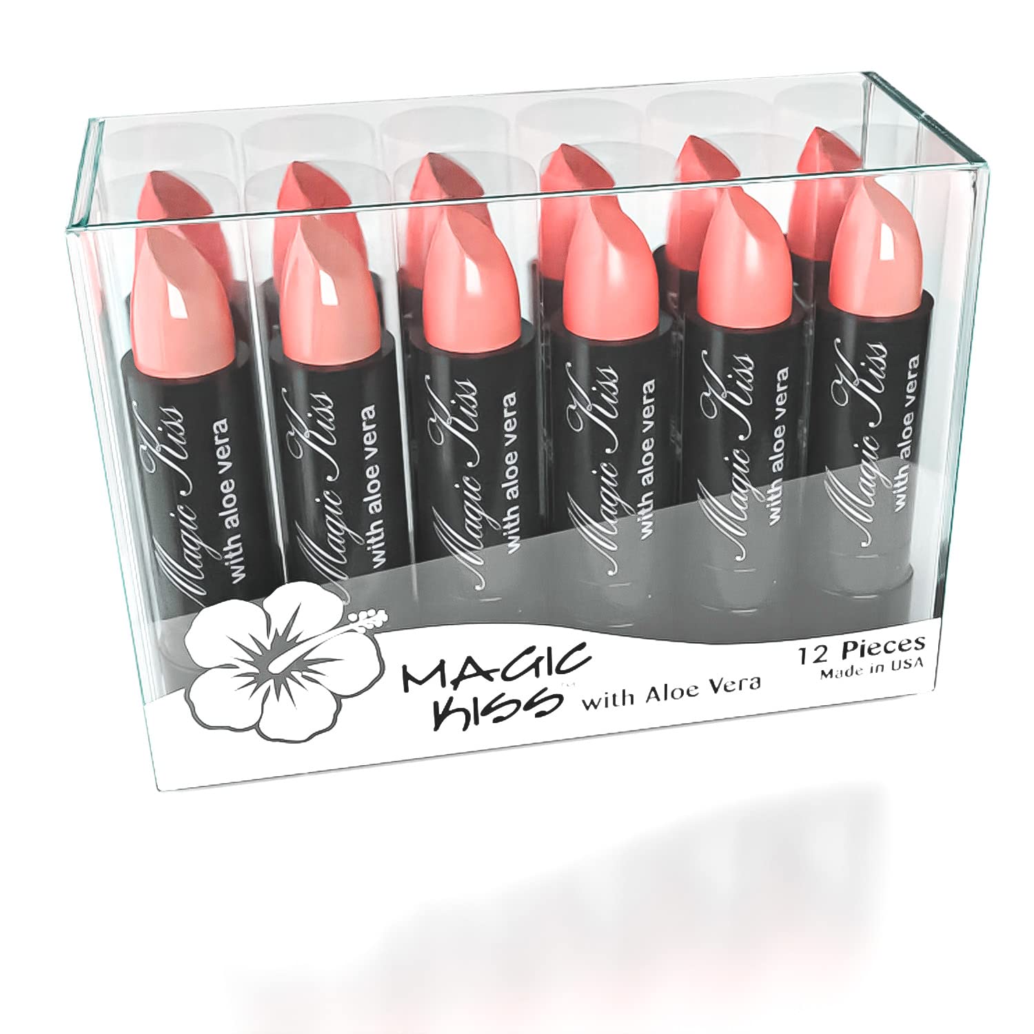 Magic Kiss Pack of 12 Color Changing Aloe Vera Lipstick Set - Hydrating & Moisturizing Lip Balm - Made in USA (Pink) | Perfect for Daily Use, Gifts & Special Occasions