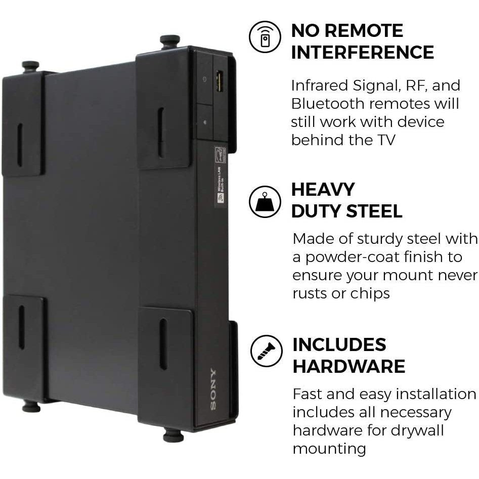 HumanCentric Adjustable Wall Mount for DVD Players, Cable Boxes, AV Receivers & Set Top Boxes - Universal Black Media Equipment Holder for Home Theater & Entertainment Systems