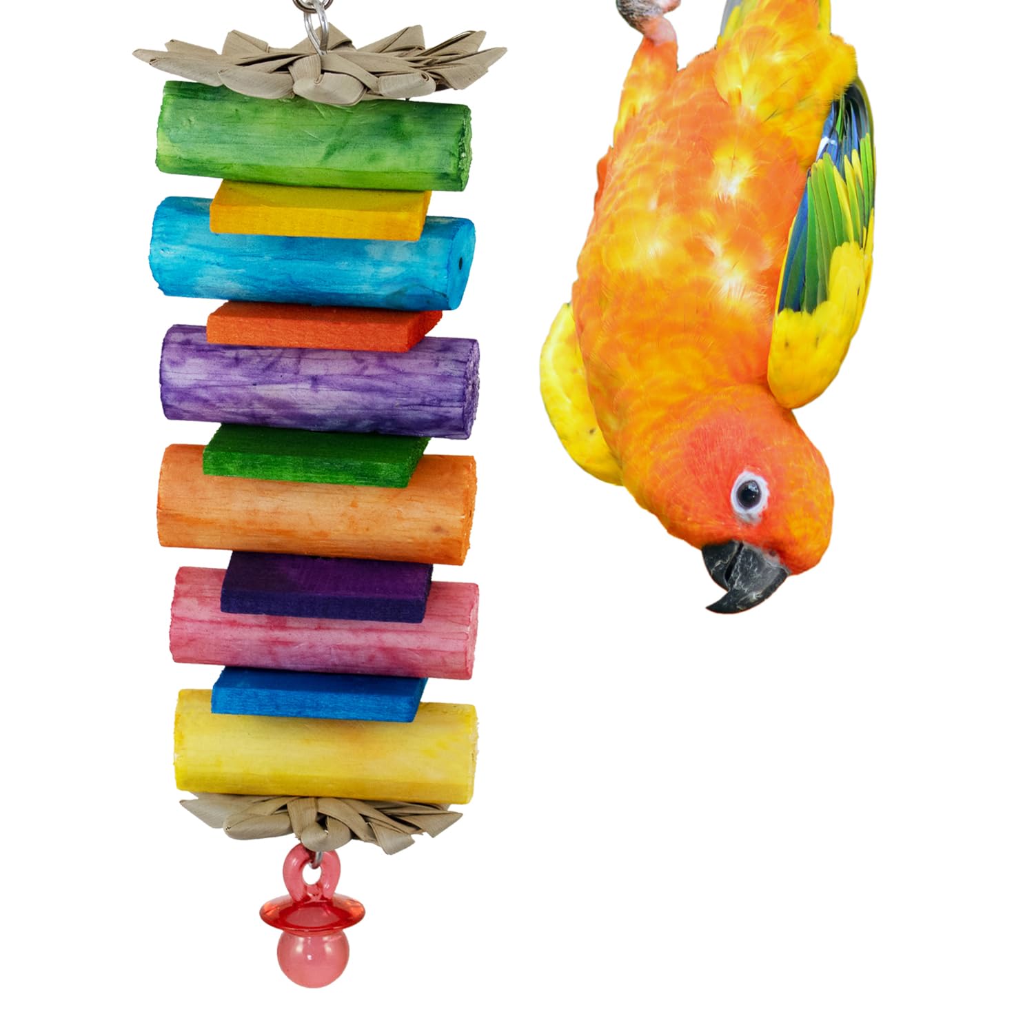 Super Bird Creations SB1199 Sola Balsa Stack Bird Toy - Natural Wooden Bird Enrichment Toys for Small & Medium Birds | Perfect for Parakeets & Cockatiels | Cage Play & Foraging Activity | Stimulating Chewing & Climbing Fun for Pet Birds