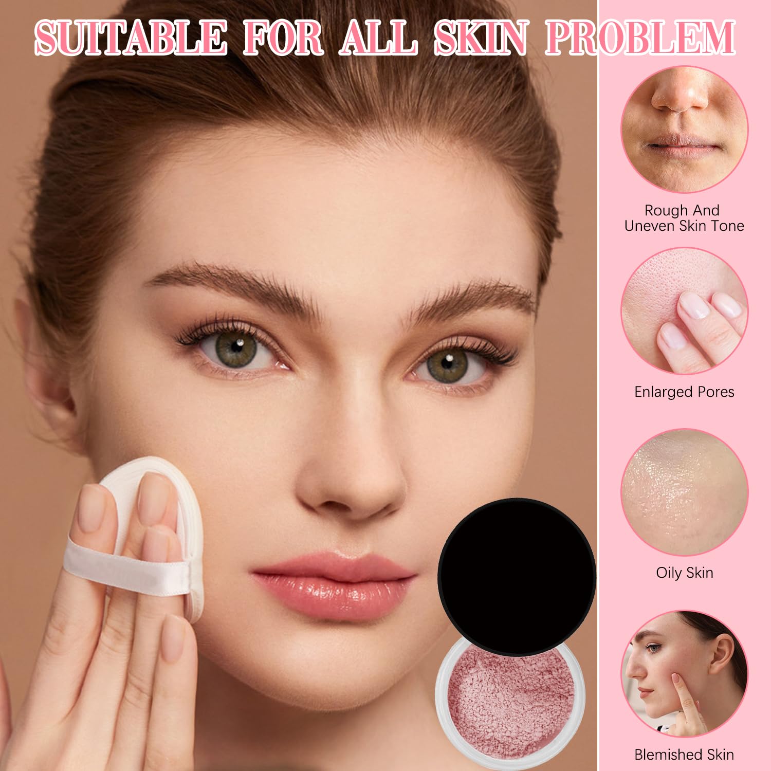 Blurring Setting Powder - Translucent Pink Blurring & Mattifying Makeup Powder for All Skin Types | Perfect for Daily Wear, Photo Shoots & Special Occasions
