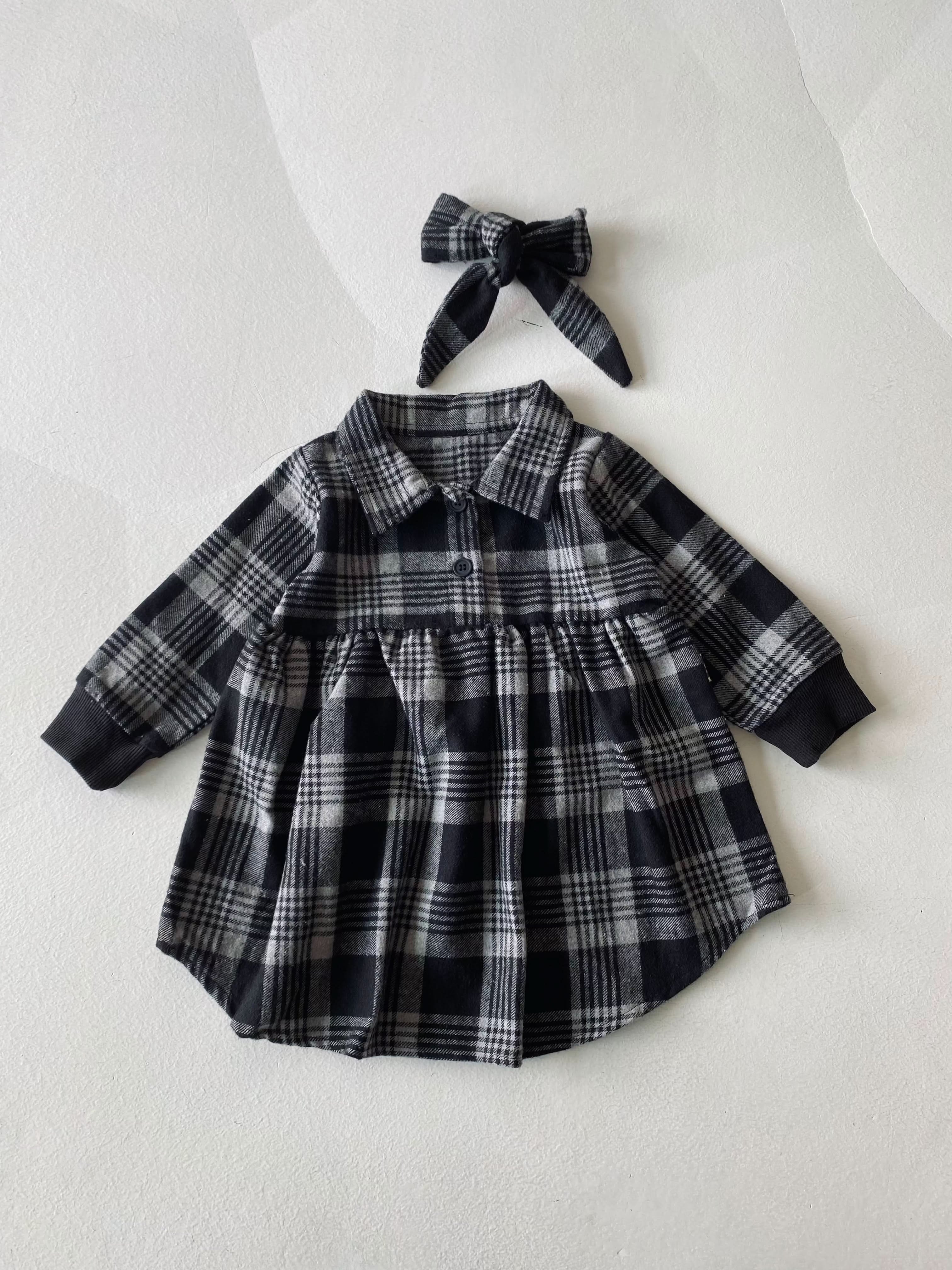 Baby Button-Up Lumberjack Dress & Headband Set - Adorable Plaid Outfit for Girls, Toddler Photo Shoot & Special Occasions