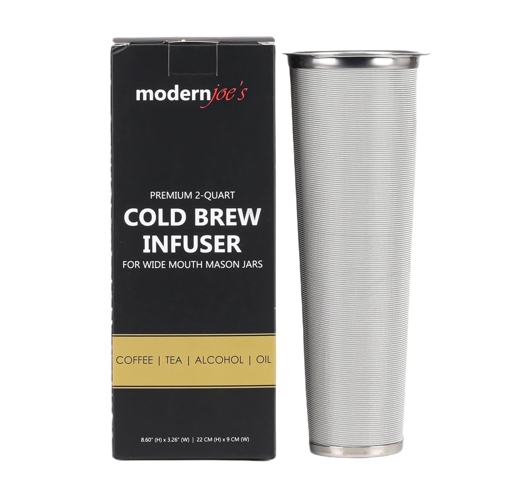 Premium Cold Brew Coffee Filter for 2 Quart Wide Mouth Mason Jars - 50 Micron Extra Fine Mesh 304 Stainless Steel - Perfect for Iced Coffee, Tea & Cold Brew - Ideal for Home, Office & Camping Use