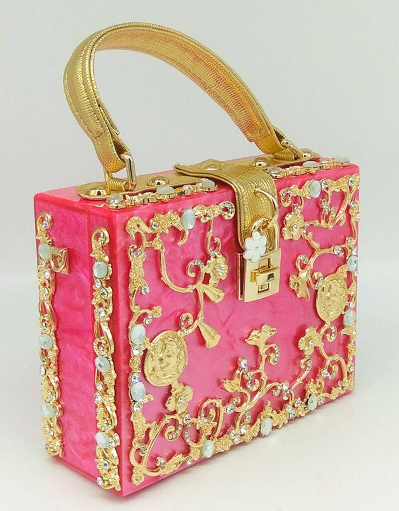 Elegant Crystal Flower Evening Clutch Box Wallet - Perfect for Parties, Weddings & Formal Events