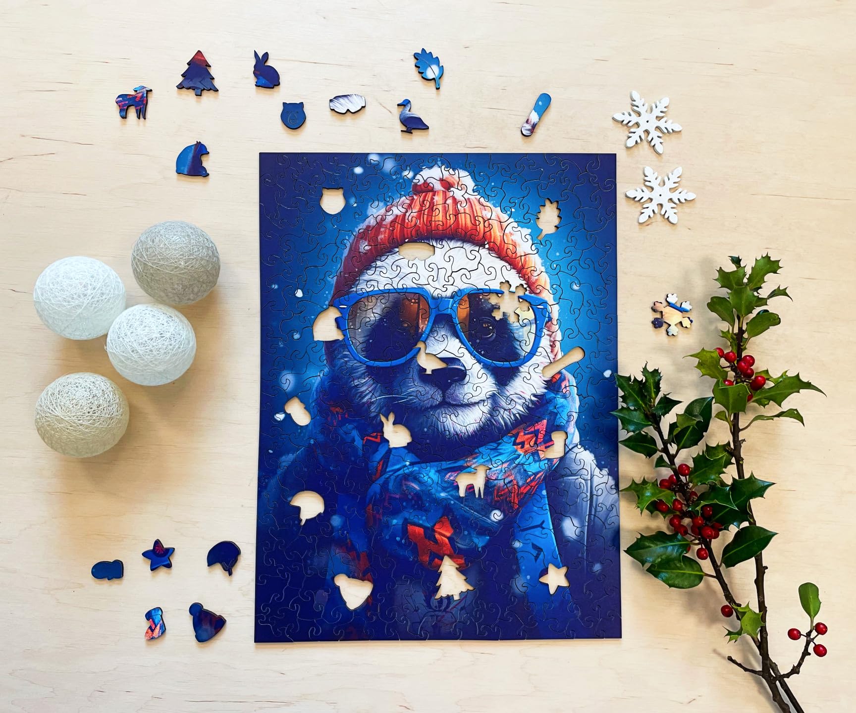 Milliwood 316-Piece Wooden Jigsaw Puzzle - Crazy Panda Animal Puzzle for Kids & Adults (10+ Years) - Brain Teaser & Educational Toy - 27.5x37cm - Perfect for Family Game Night & Classroom Activities