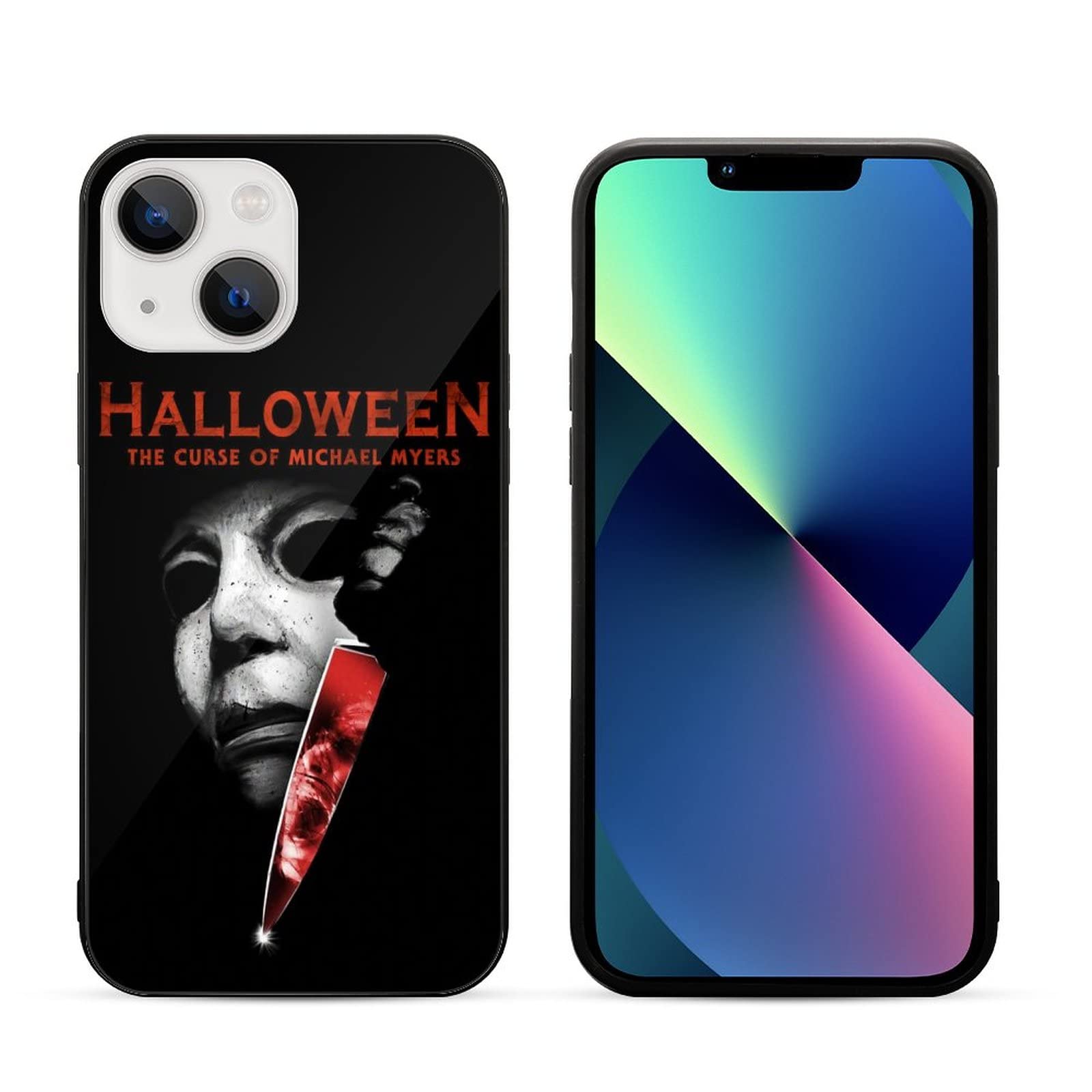 Halloween Michael Myers Themed iPhone 13 Full Body Glass Phone Case - Shatterproof Protective Cover for iPhone 13 - Perfect for Horror Fans, Cosplay, and Halloween Parties