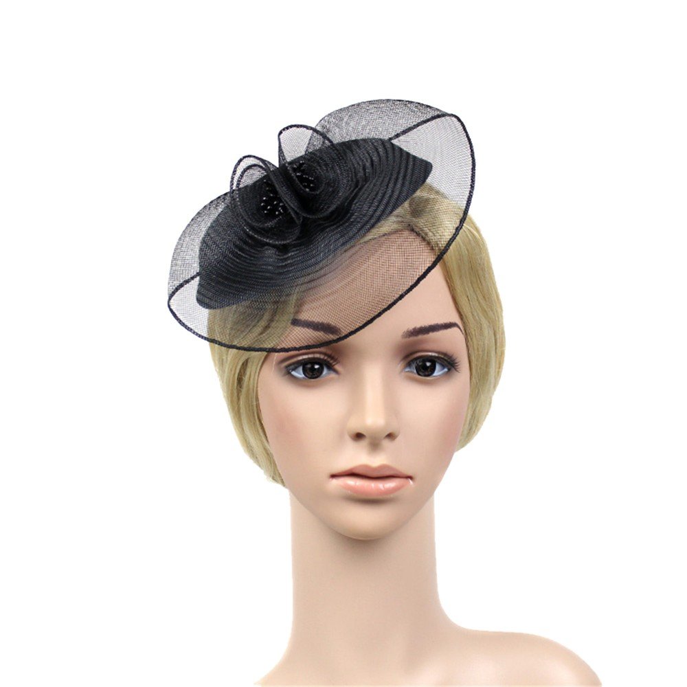 Elegant Women's Wedding Hair Fascinator with Penny Ribbons, Feathers & Mesh - Vintage-Inspired Headpiece for Bridal, Tea Party & Special Occasions