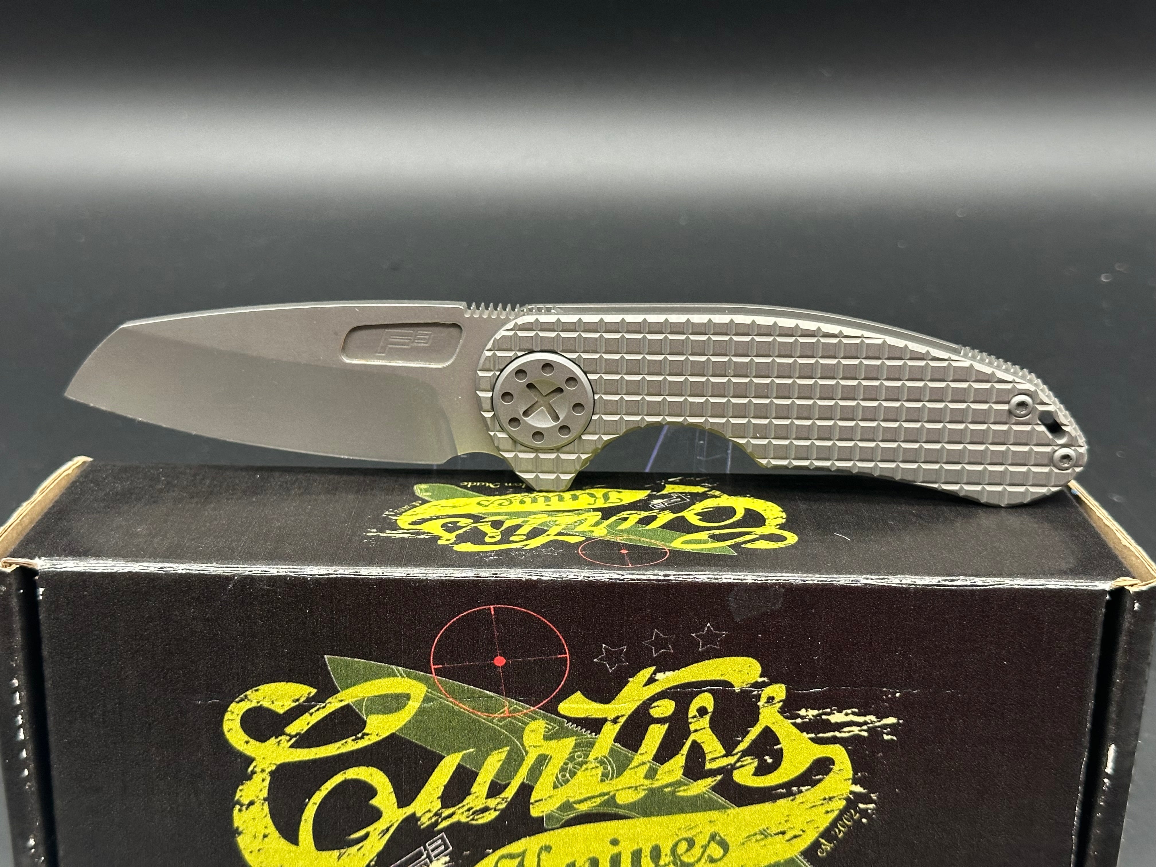 Curtis F3 Medium Wharncliffe Knife - Non-Flipper, Frag Pattern, Stonewash Finish, MagnaCut Steel - Perfect for EDC, Outdoor Adventures & Tactical Use