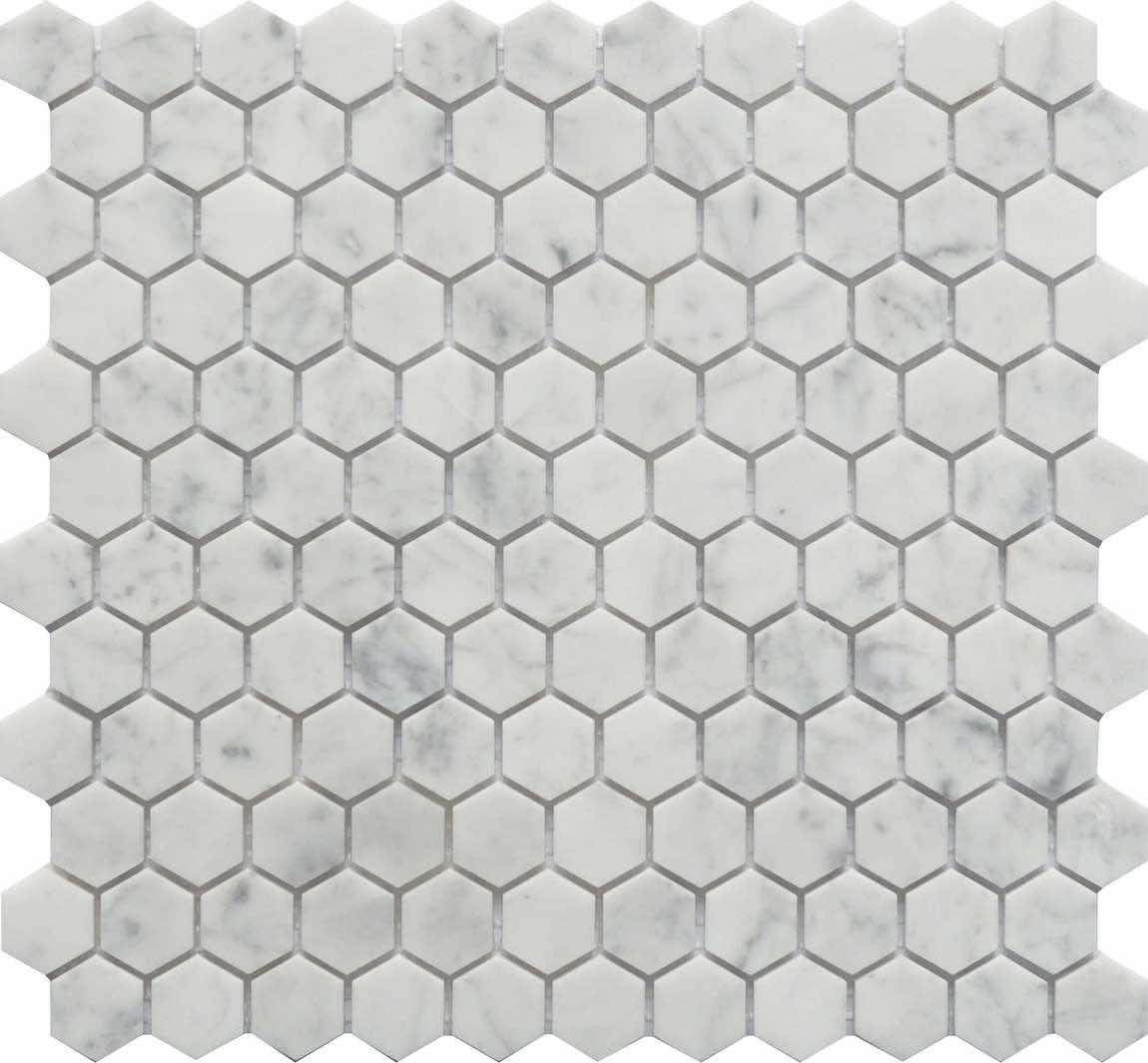 Hexagon Carrara White Marble Mosaic Tile 1x1 Inch - Premium Natural Stone for Kitchen Backsplash, Bathroom Wall & Floor Decor