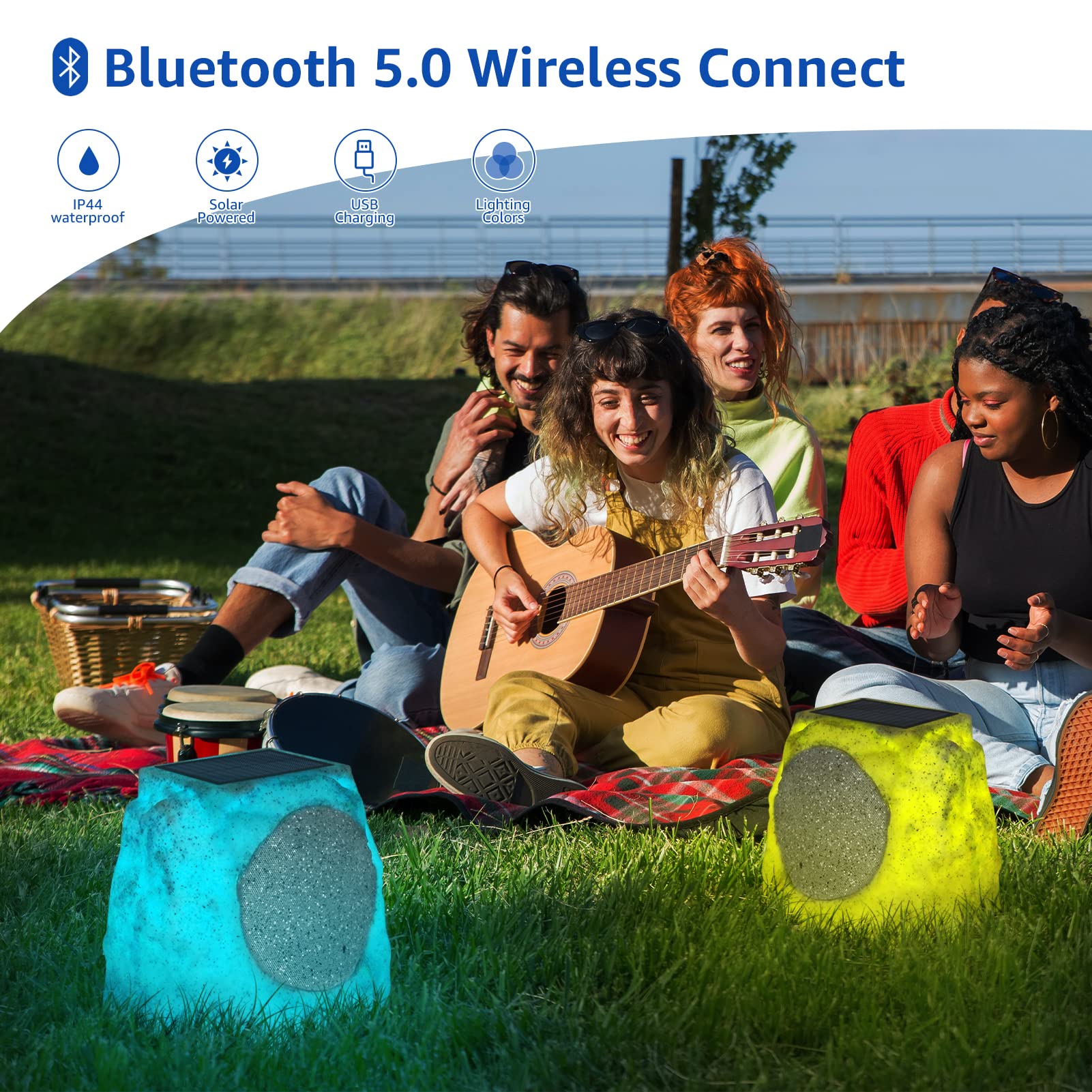 Outdoor Rock Speaker - Wireless Bluetooth Waterproof Speaker for Garden, Patio, Party, Pool - Perfect for Backyard BBQs, Beach Gatherings & Outdoor Entertainment